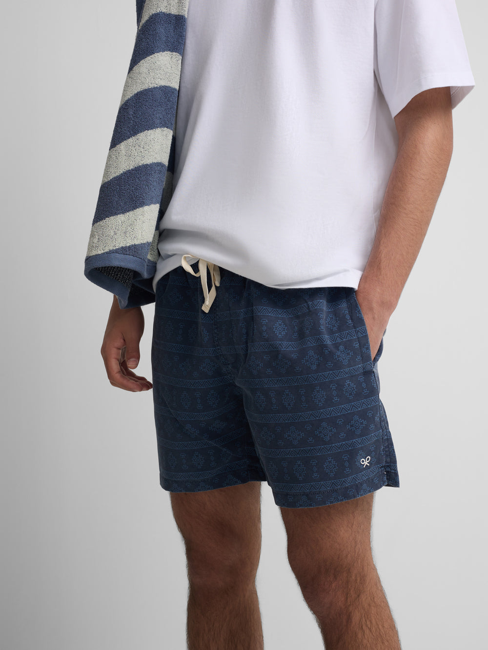 Maillot de bain ethnique bleu marine délavé