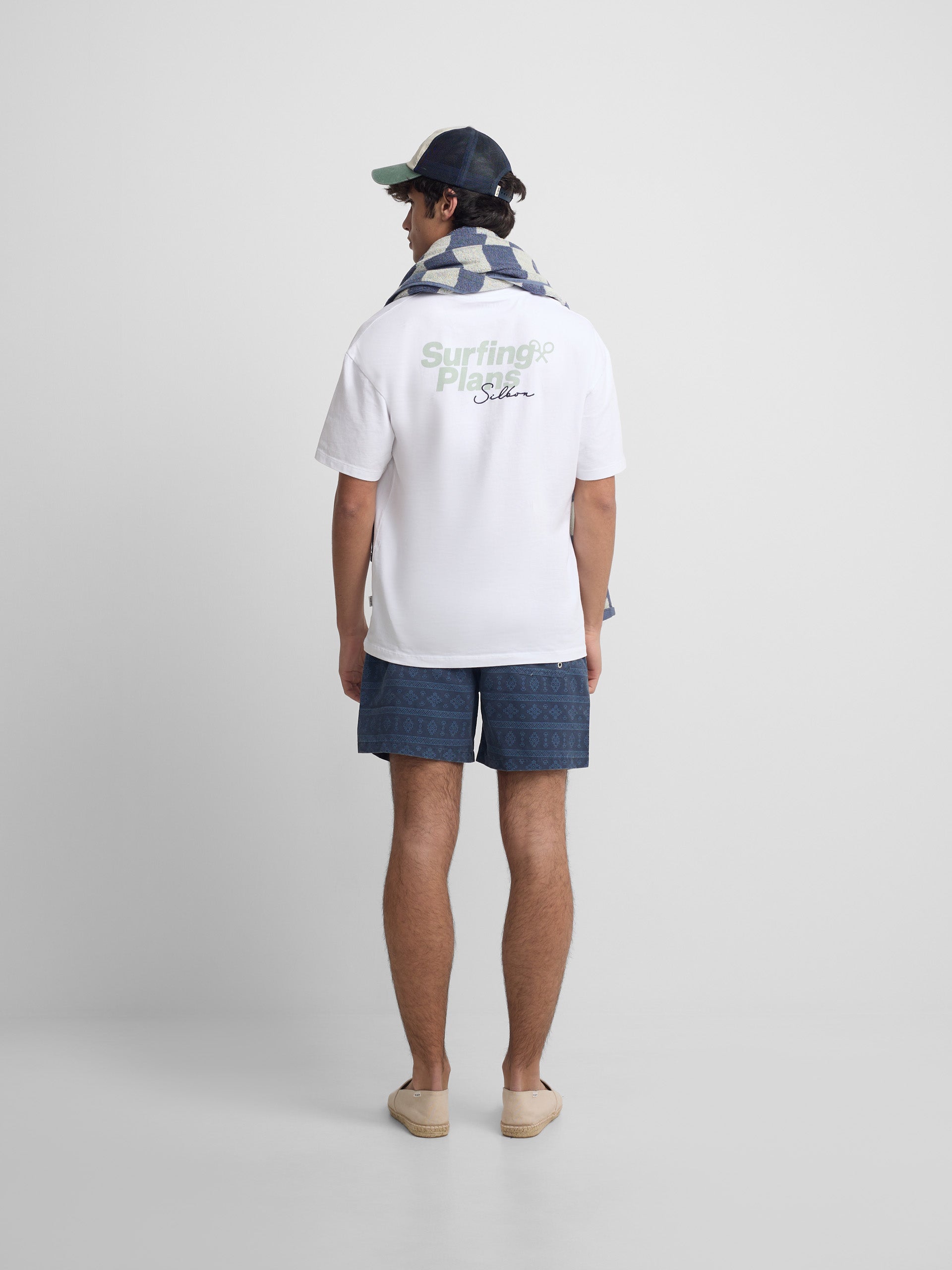 Maillot de bain ethnique bleu marine délavé
