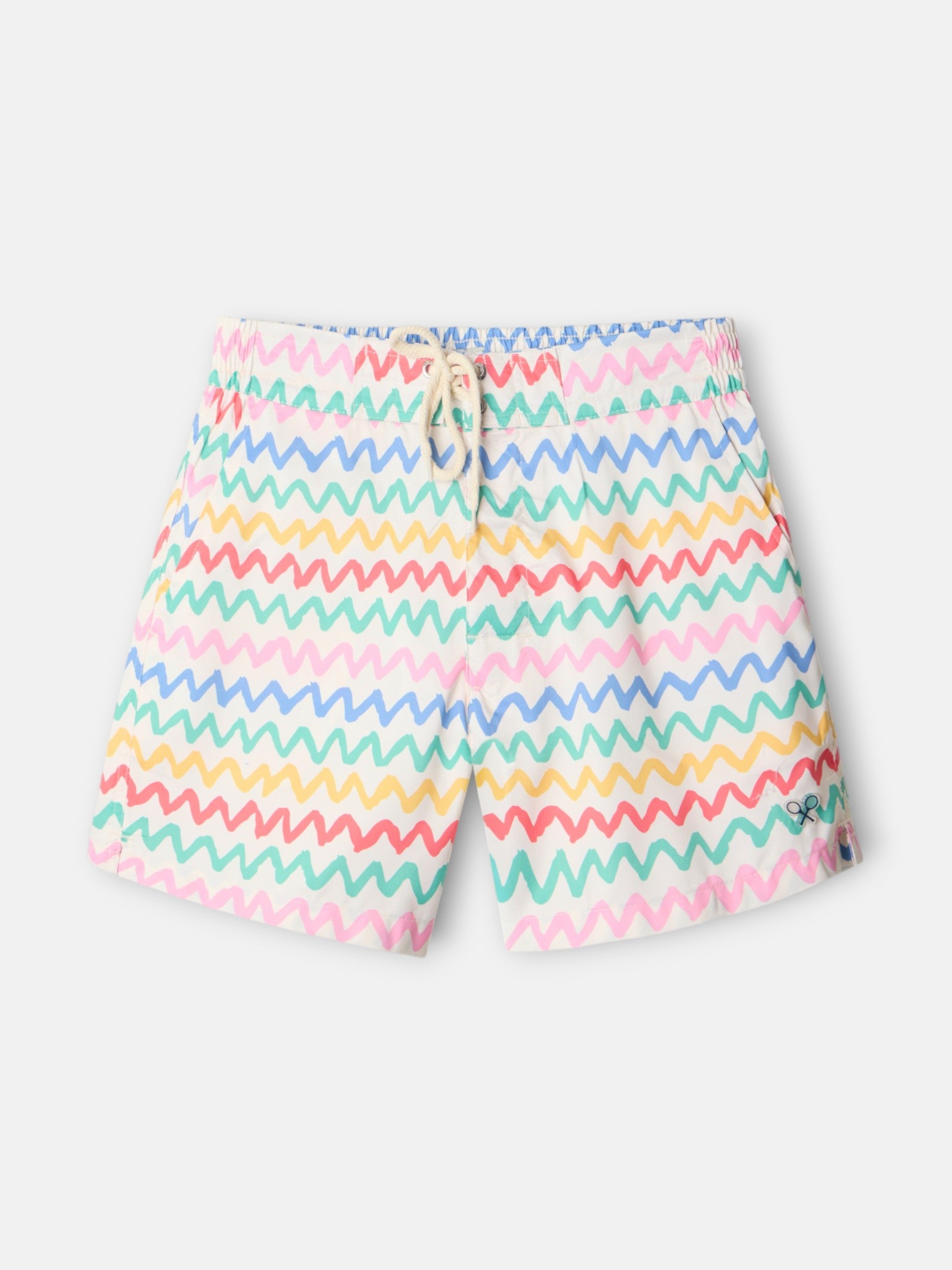 Multicolor zigzag cream swimsuit