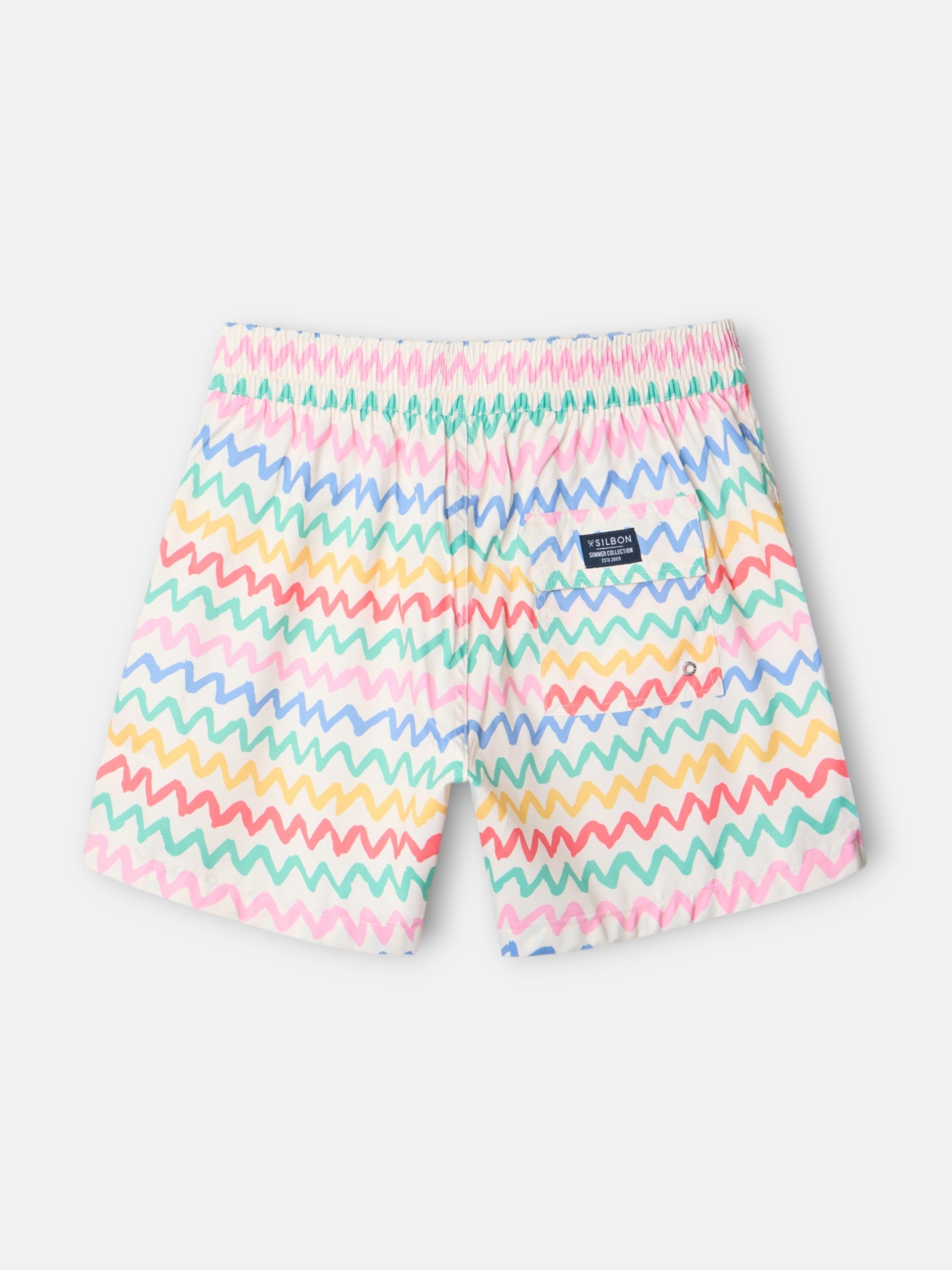 Multicolor zigzag cream swimsuit