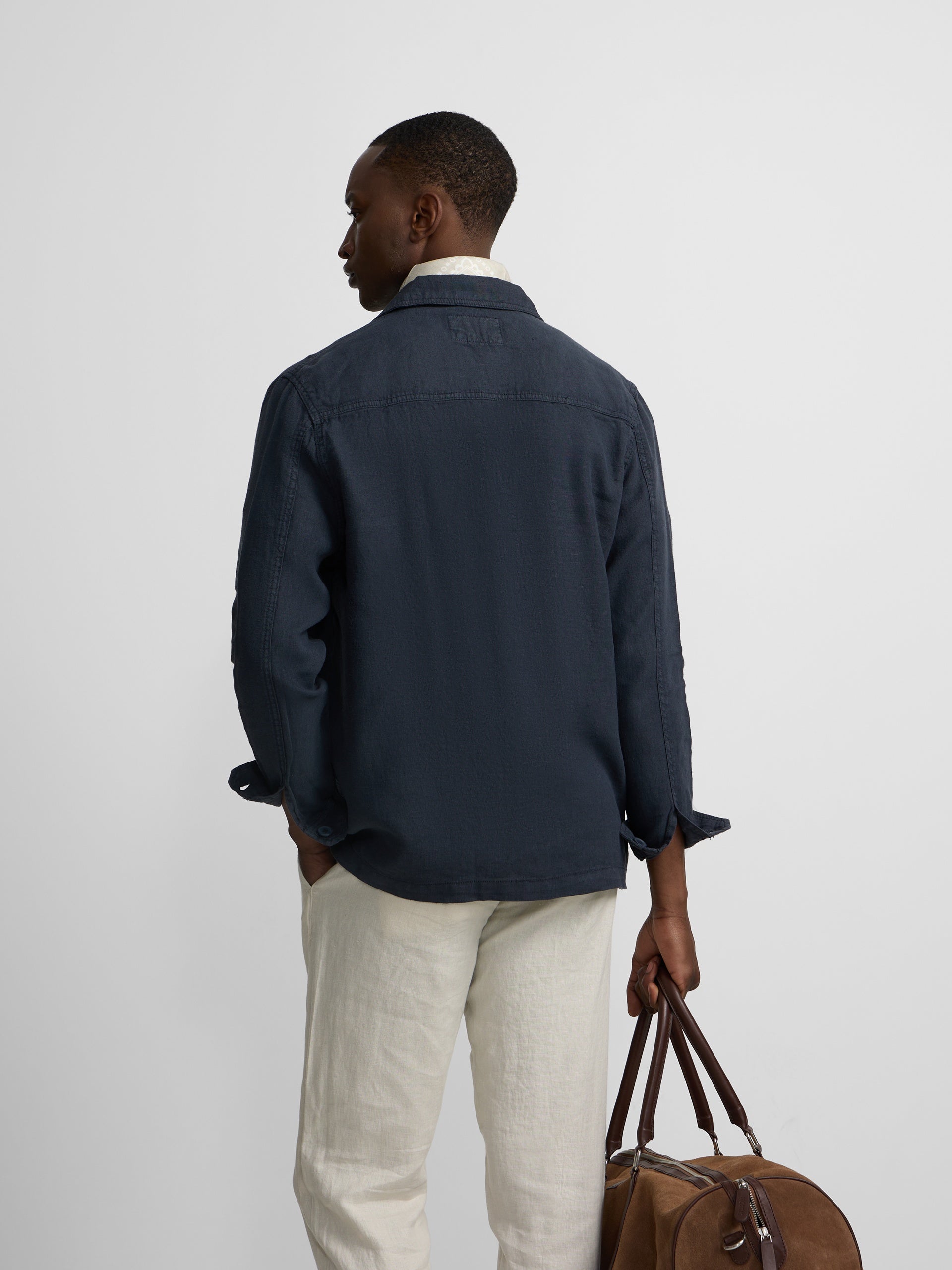 Blue linen overshirt