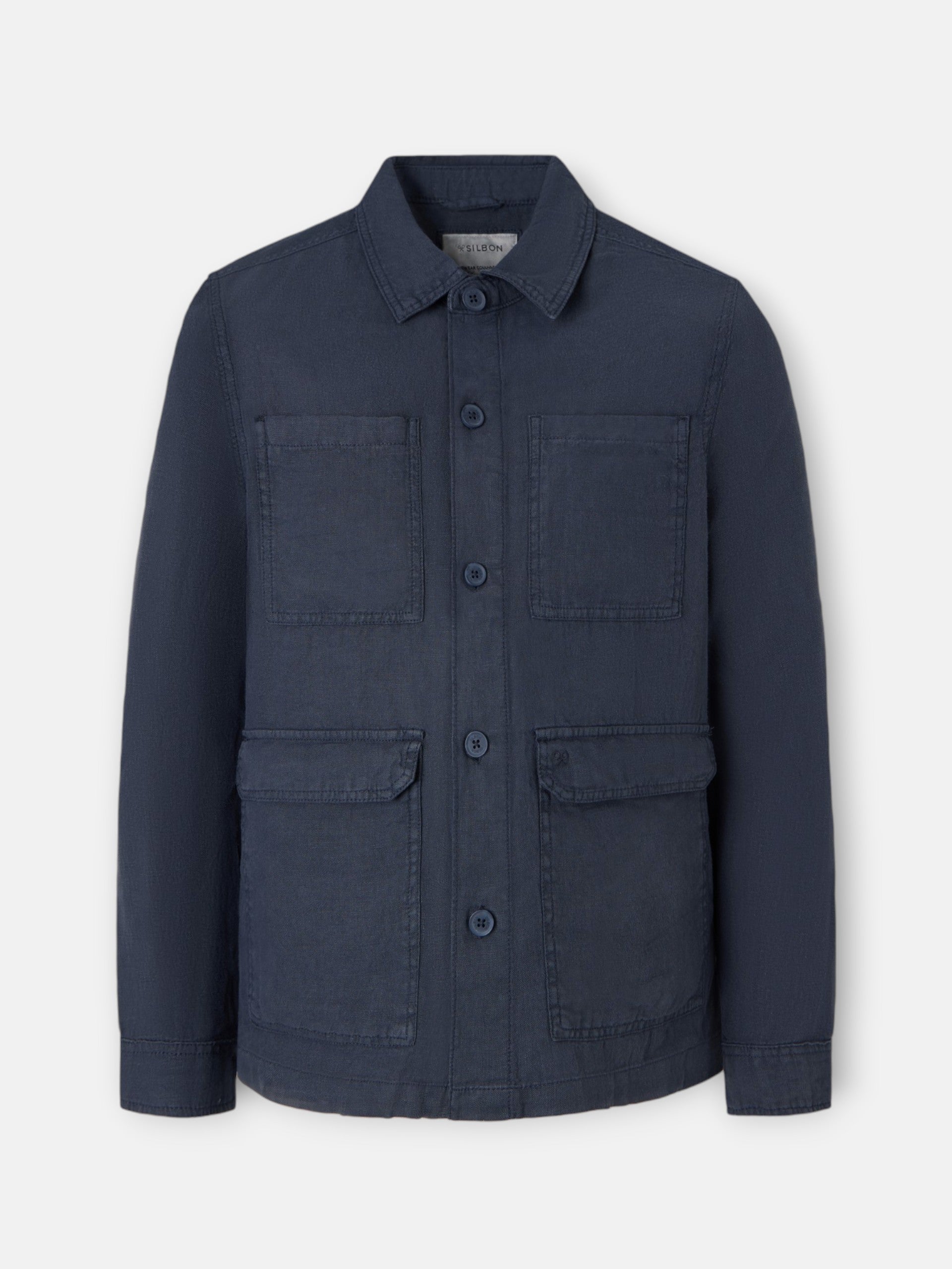 Blue linen overshirt
