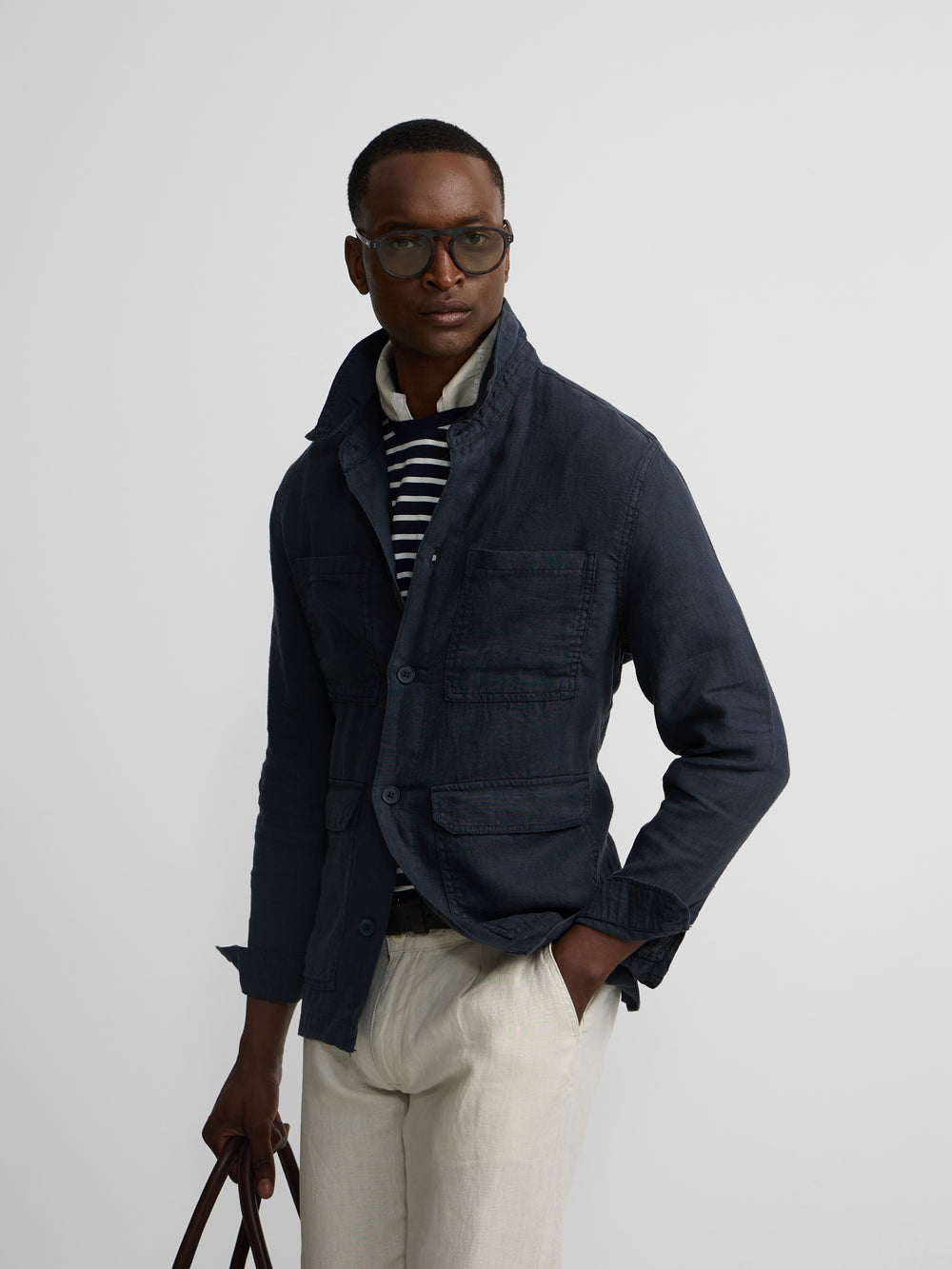 Blue linen overshirt