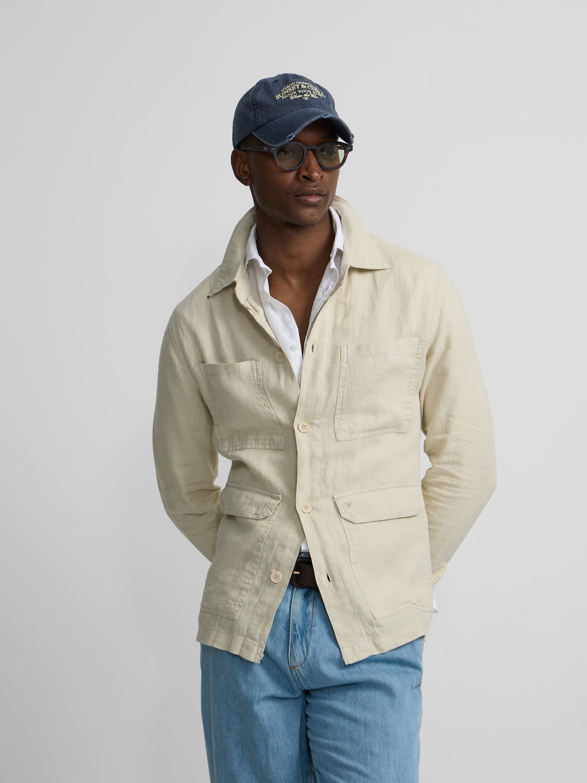 Medium beige linen overshirt