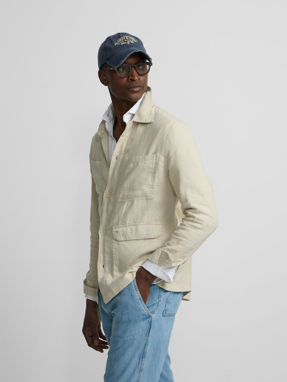 Surchemise en lin beige moyen