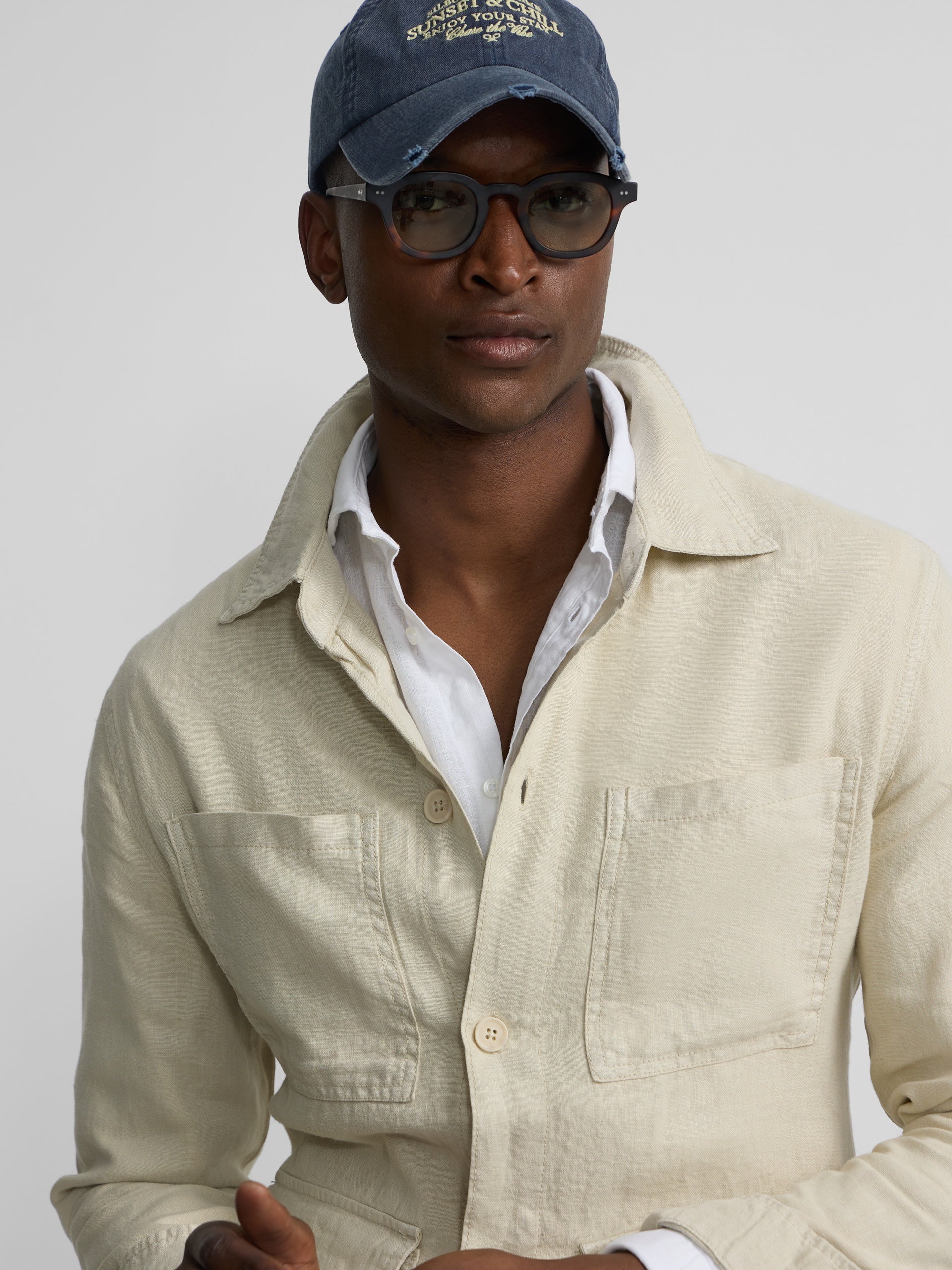 Medium beige linen overshirt