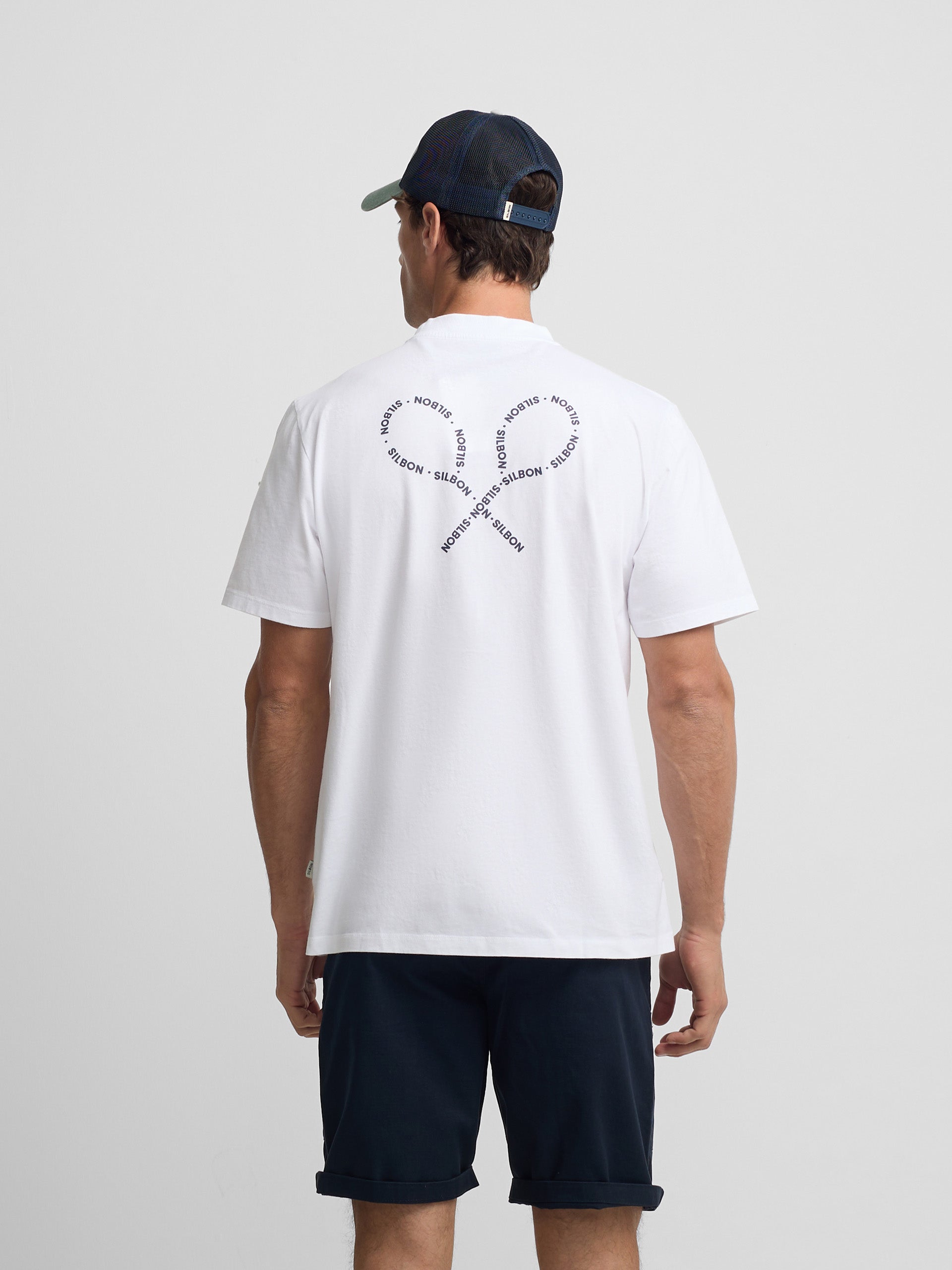 T-shirt raquetes lettering branca