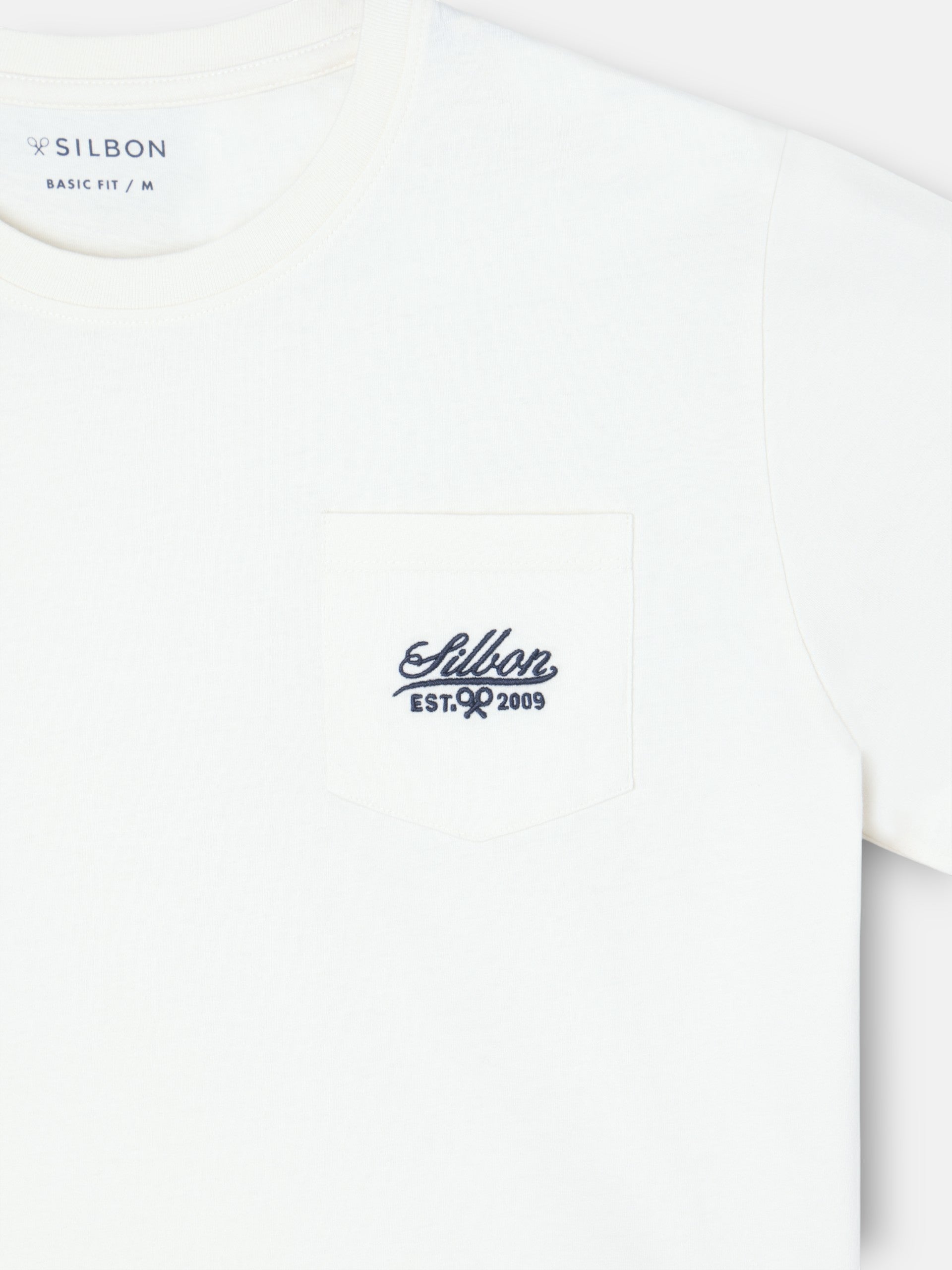T-shirt poche garment dye blanc