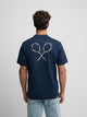 Camiseta raquetas lettering azul marino