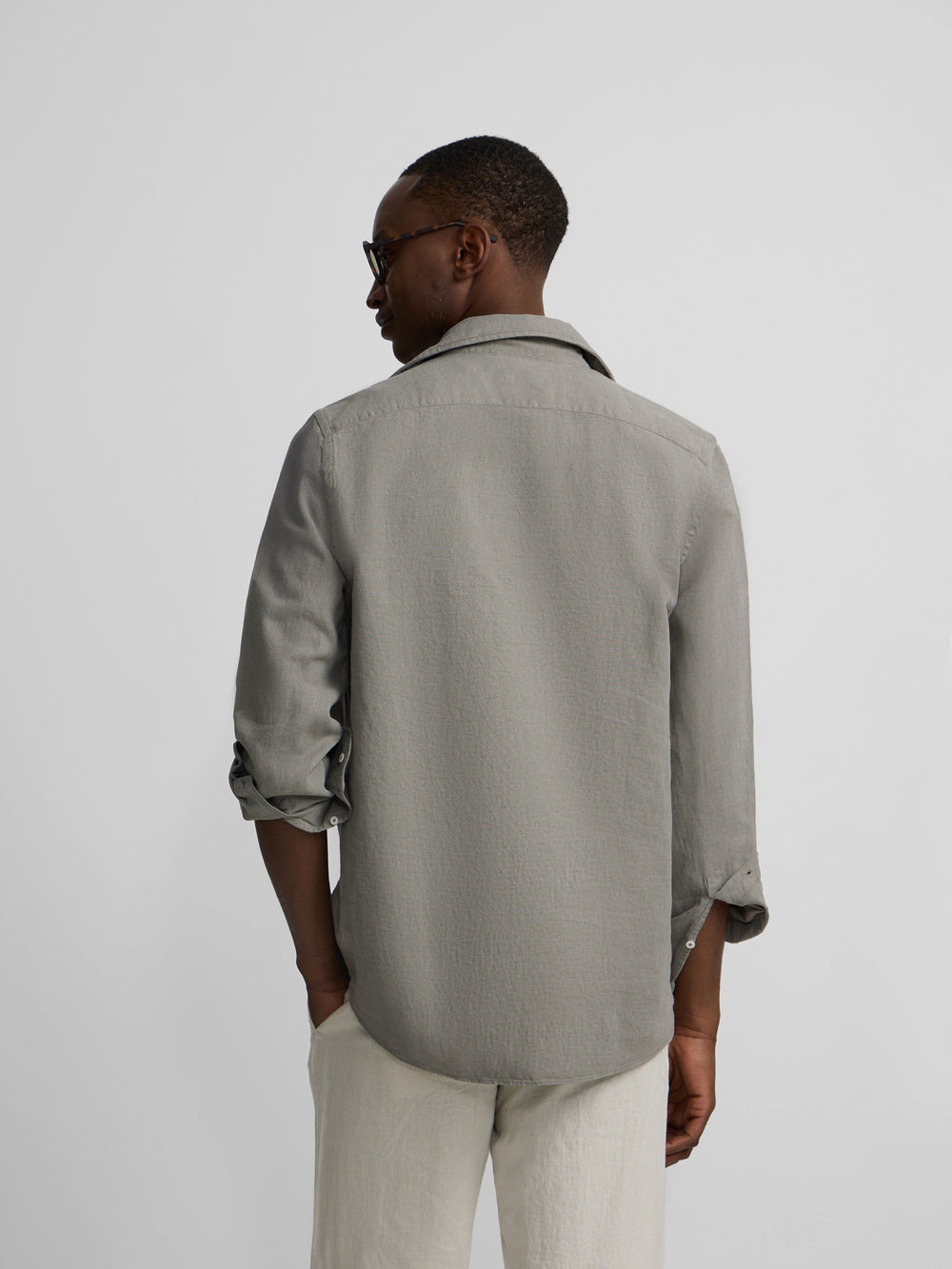 Chemise en lin uni verte