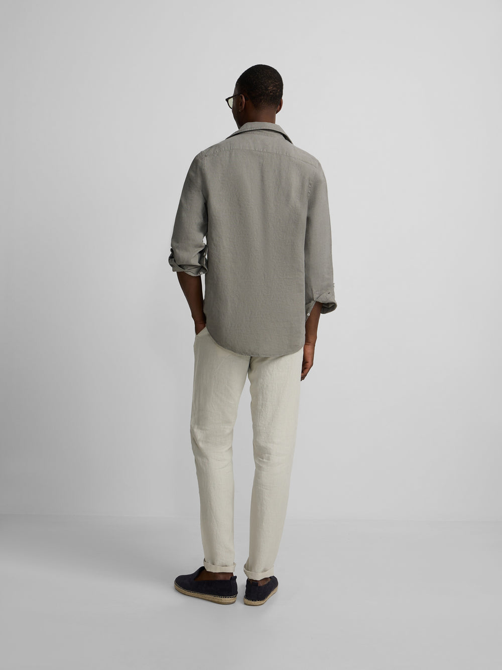 Chemise en lin uni verte