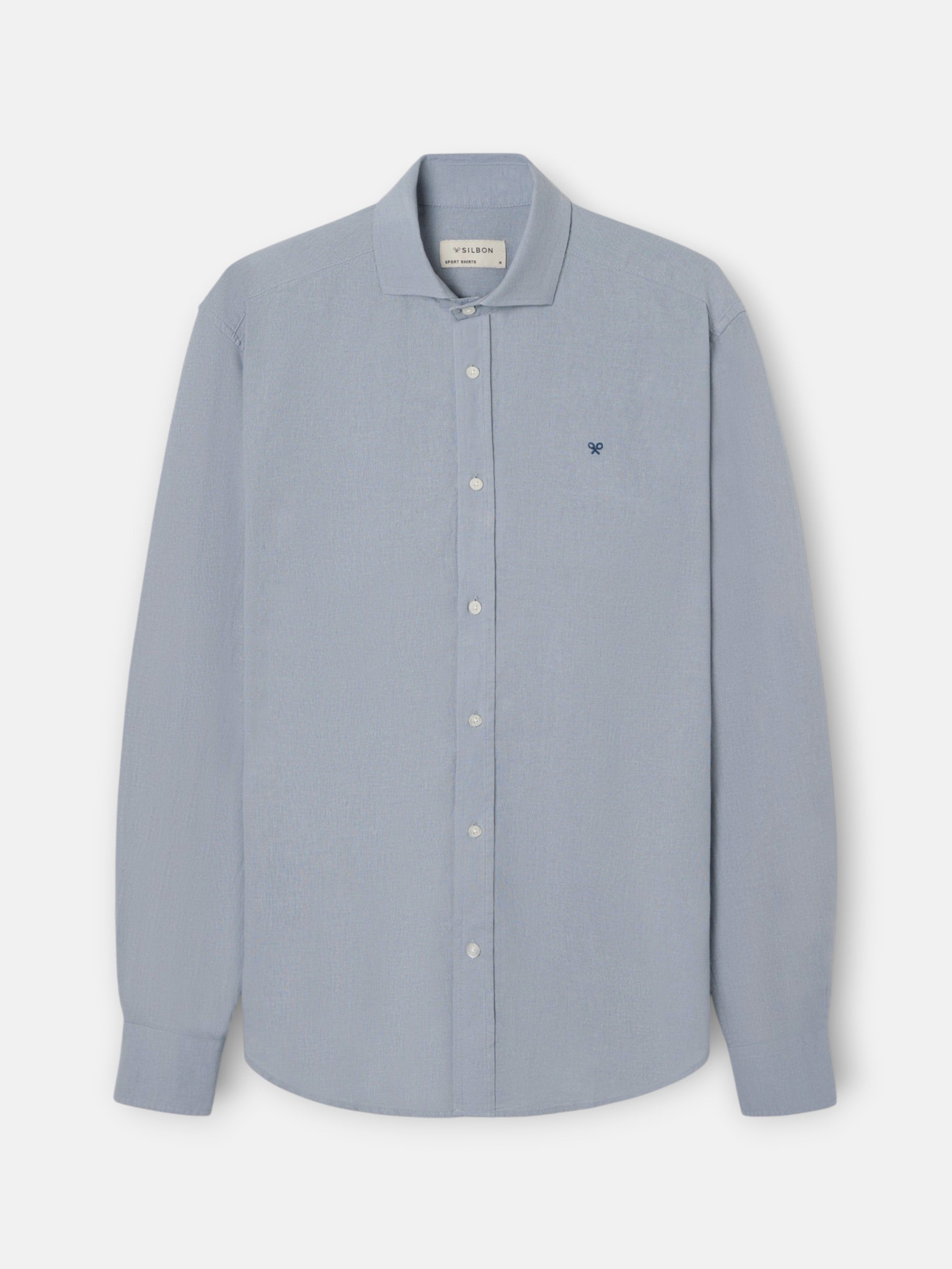 Camisa sport lino azul gris