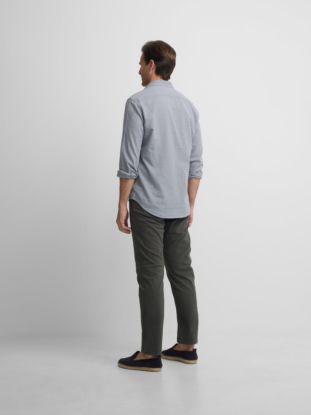 Camisa sport lino azul gris