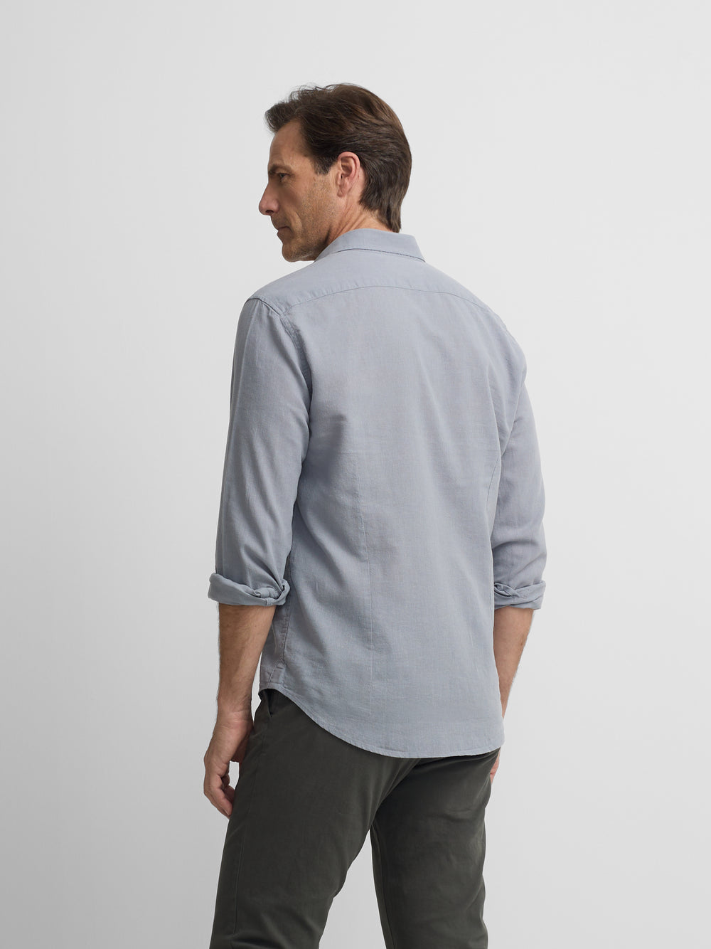 Camisa sport lino azul gris