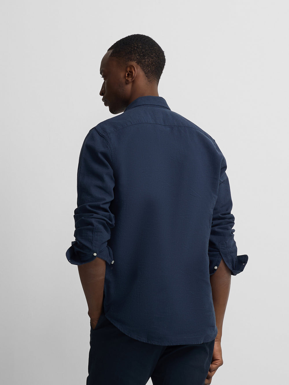 Camisa sport lino azul marino