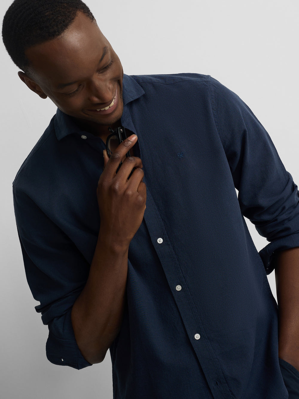 Camisa sport lino azul marino