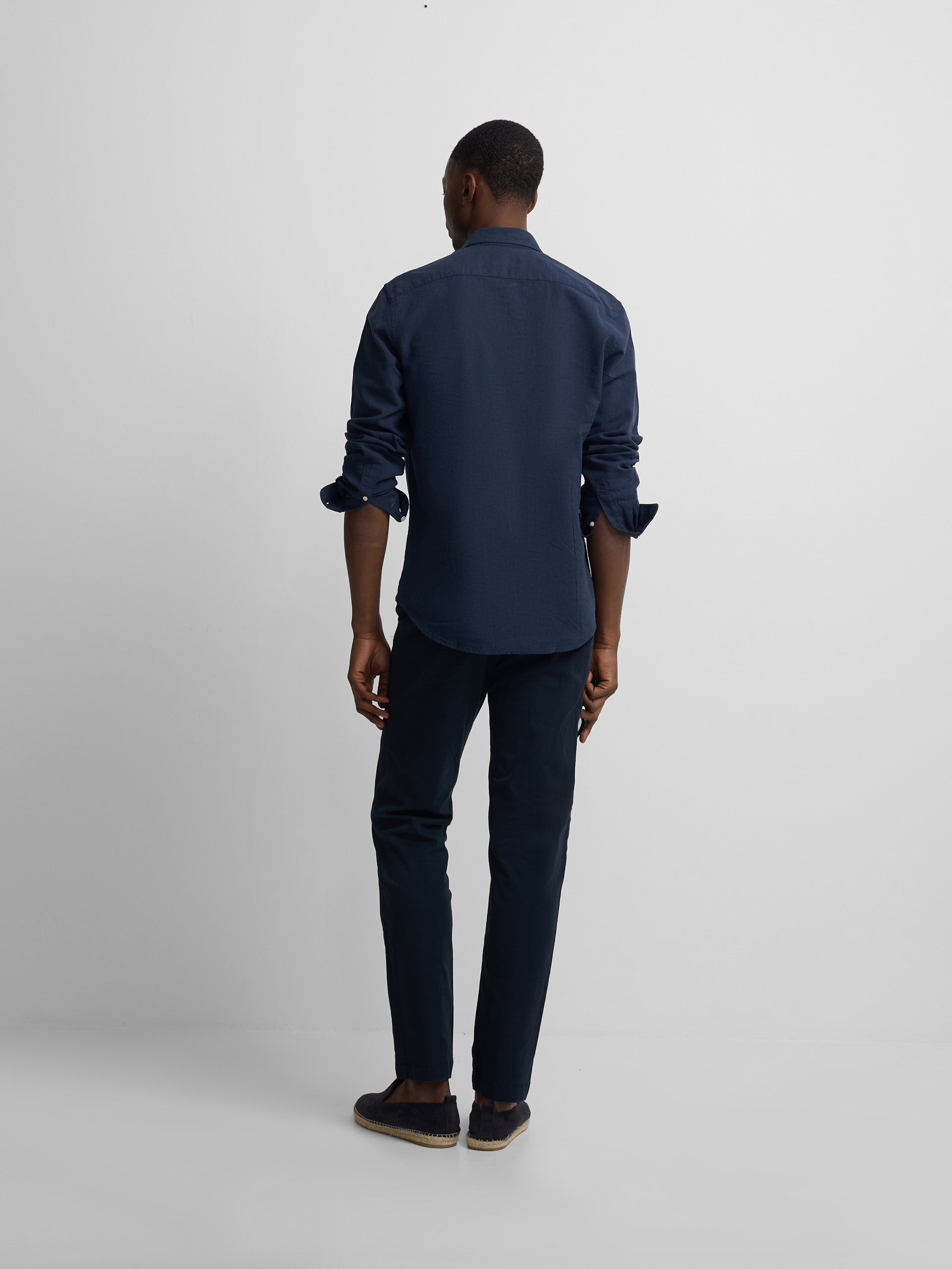 Camisa sport lino azul marino