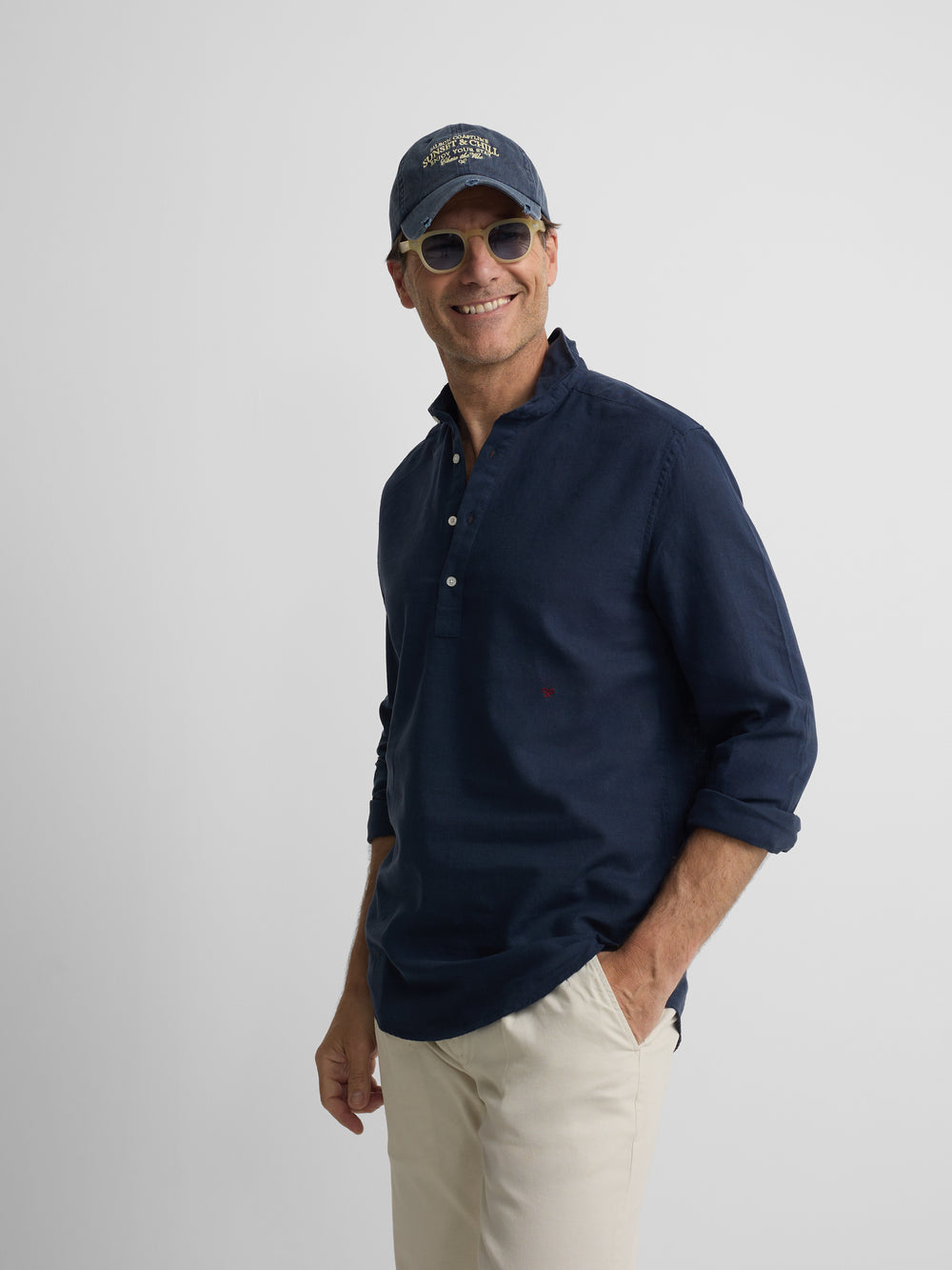 Polo sport en lin bleu marine
