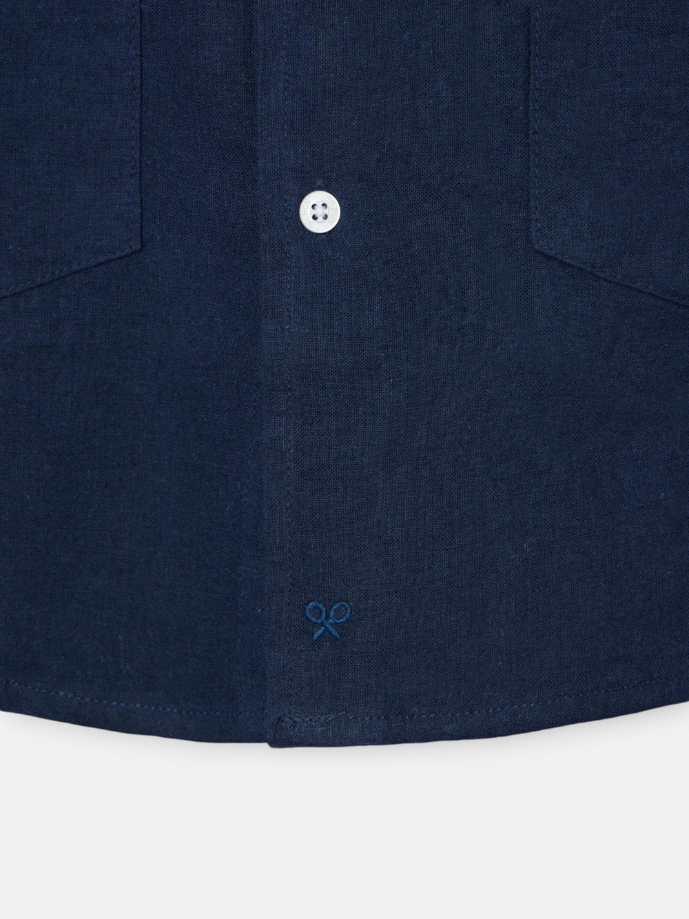Guayabera sport en lin bleu marine