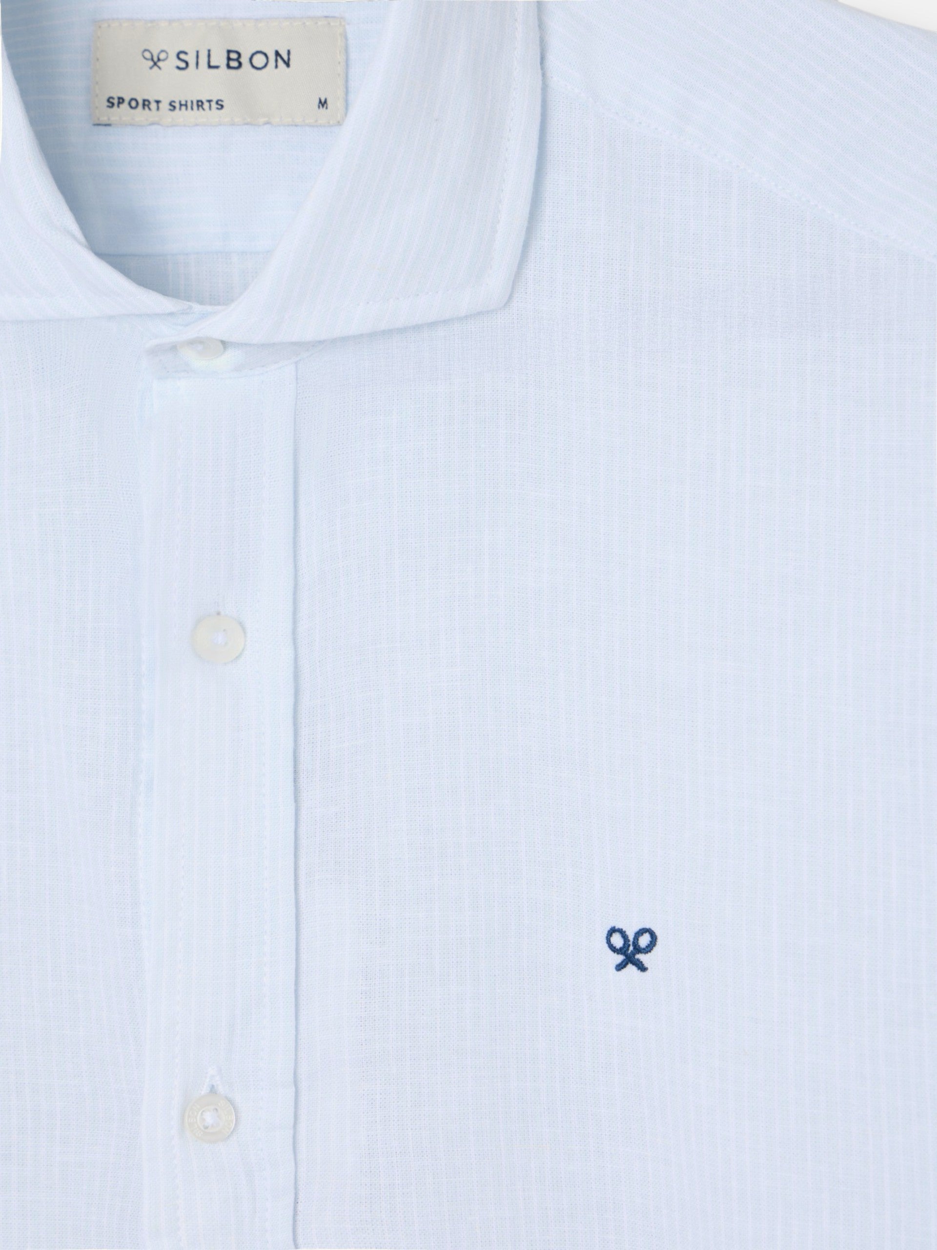 Camisa sport lino multirayas celestes