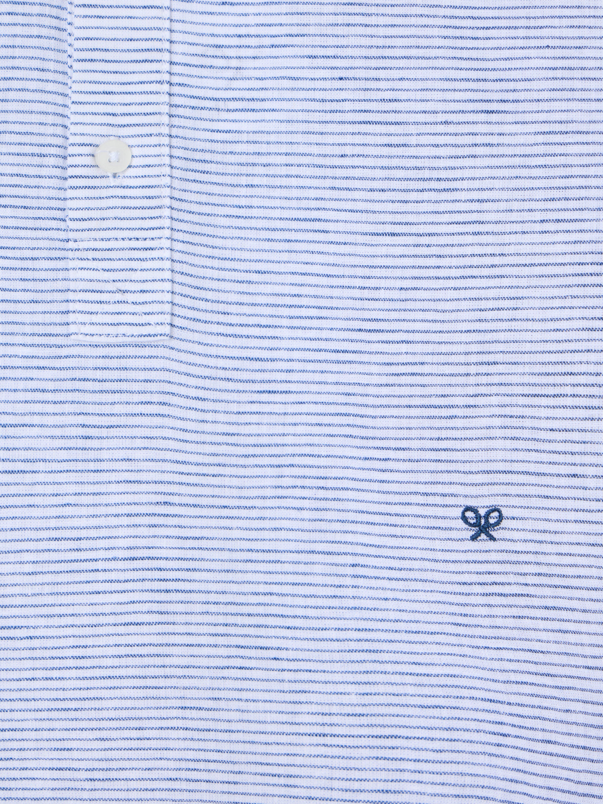 Sport linen polo with navy horizontal stripes