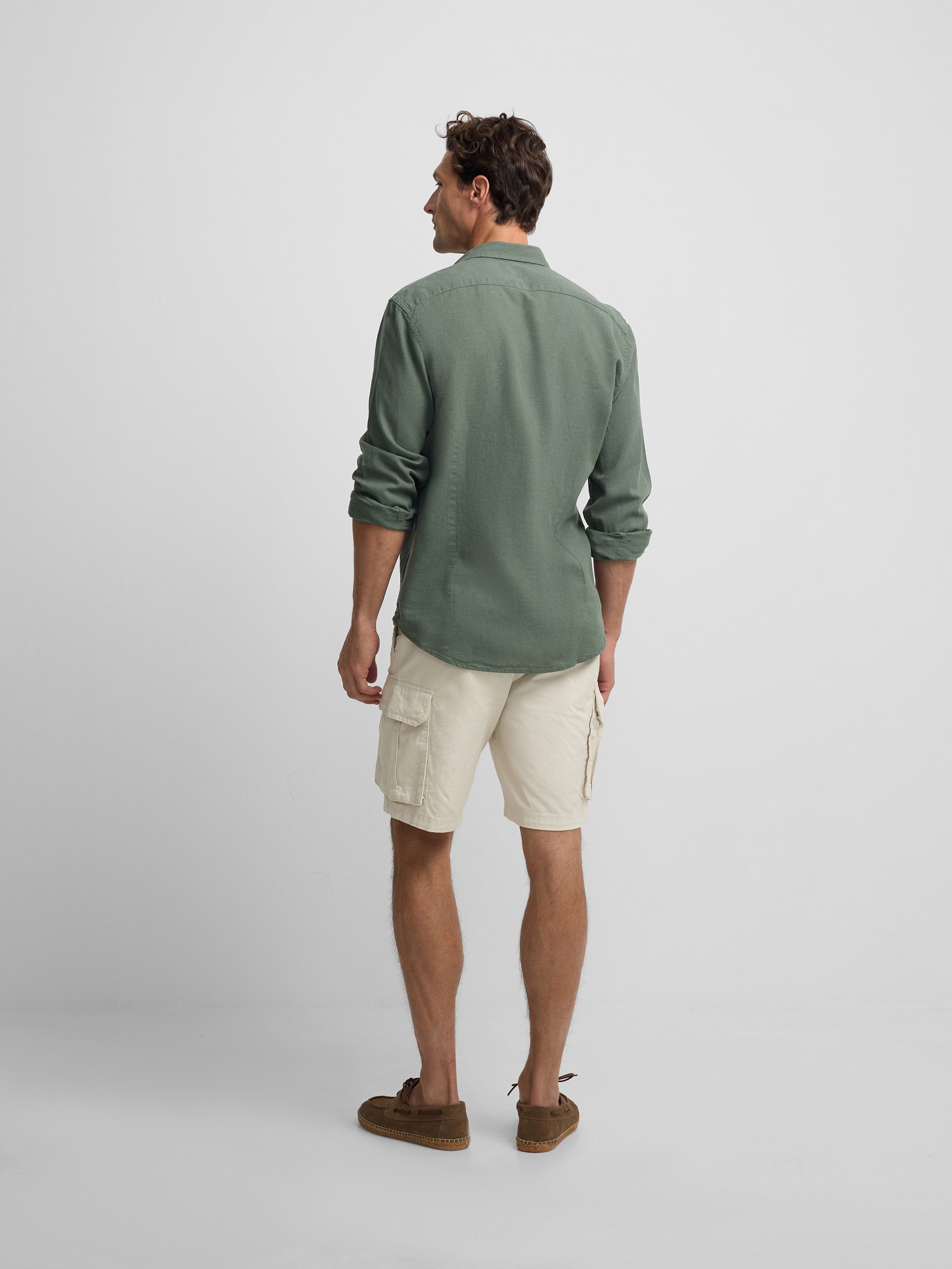 Chemise sport en lin vert foncé