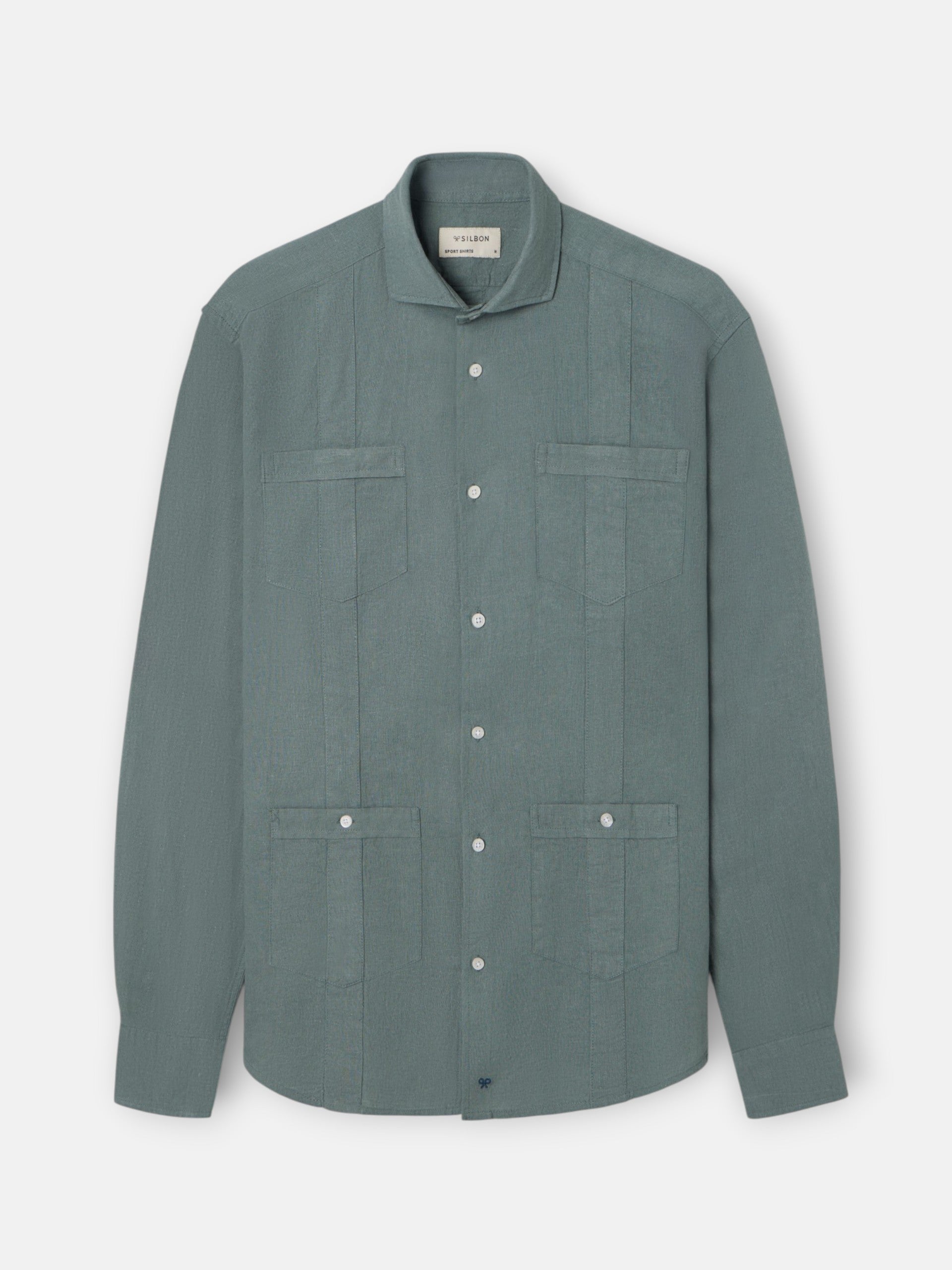 Guayabera sport en lin vert
