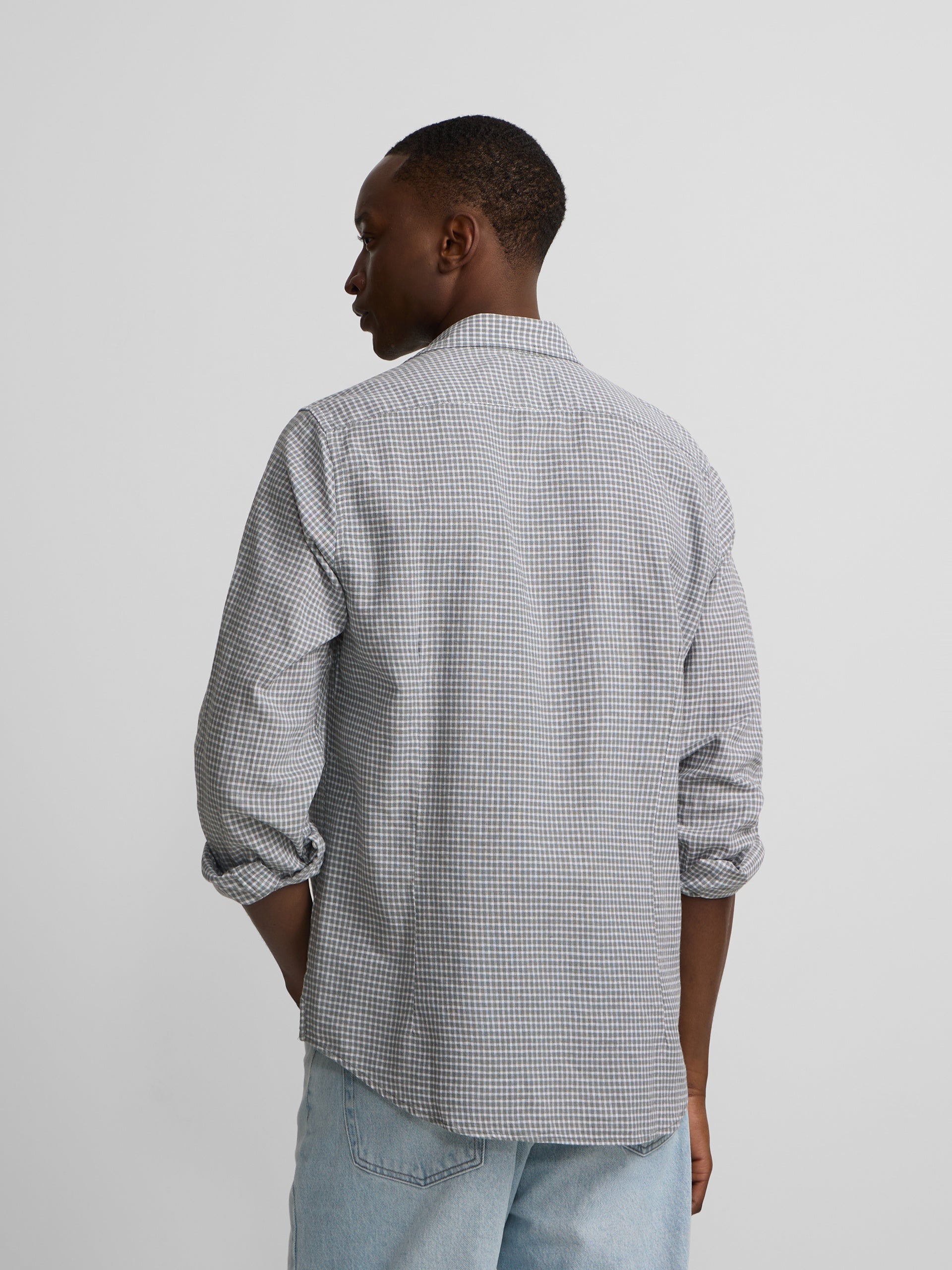 Camisa sport lino cuadros verde
