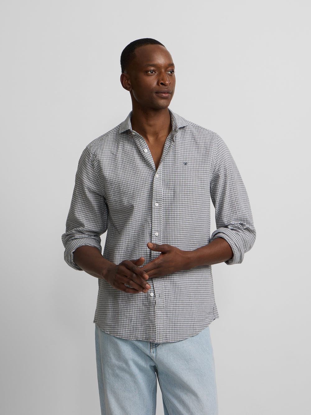 Chemise sport en lin à carreaux verts