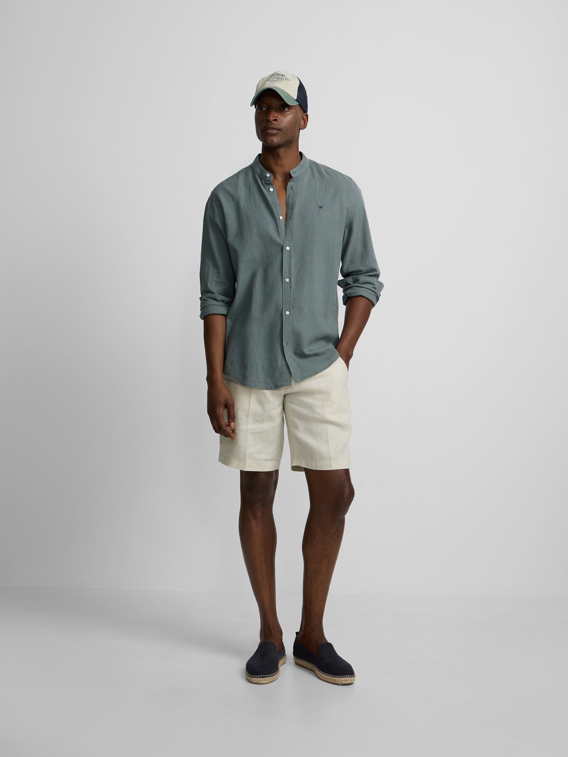 Camisa sport cuello mao verde