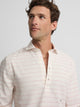 Chemise sport en lin à rayures larges corail