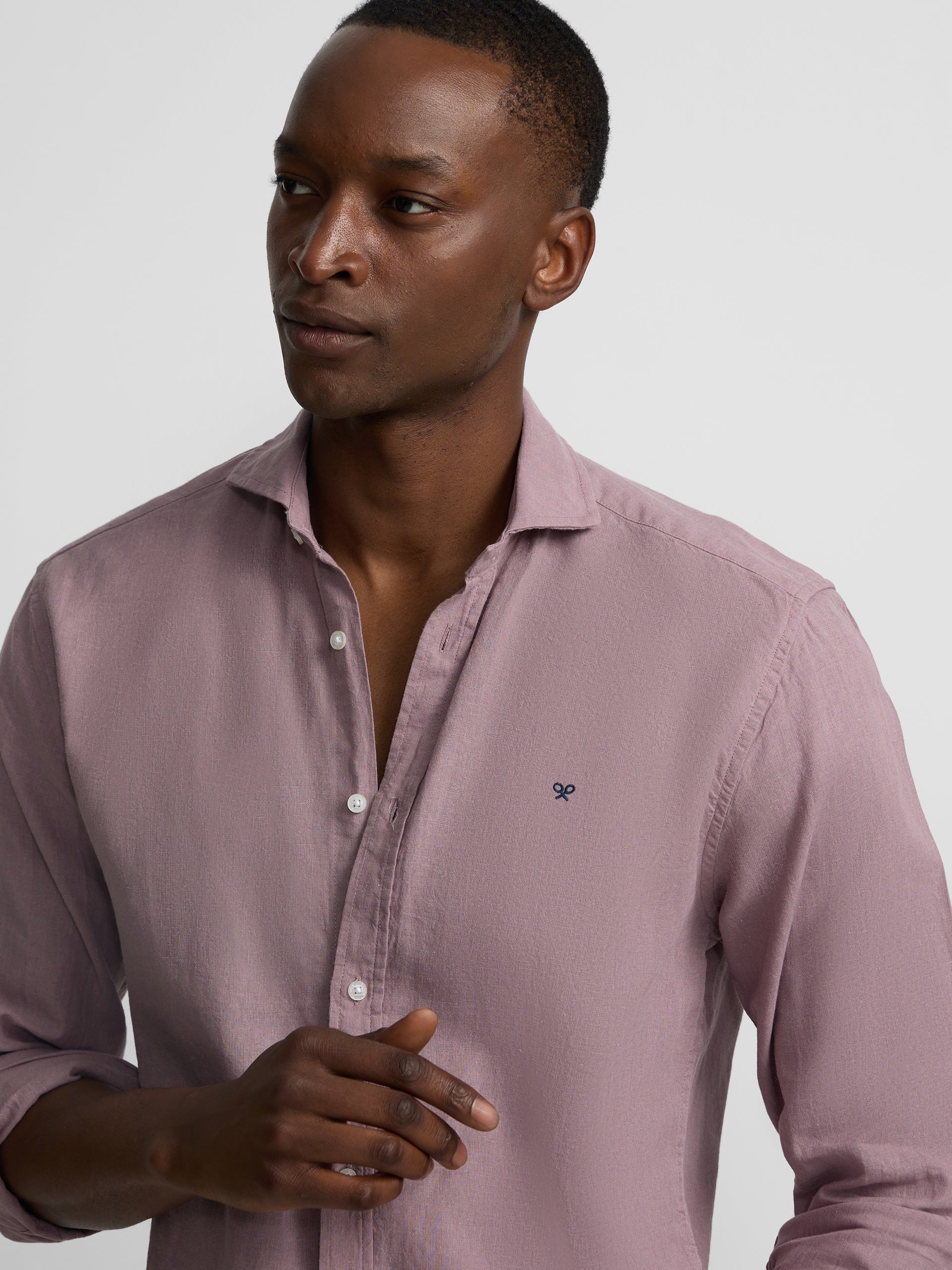 Camisa sport lino burdeos