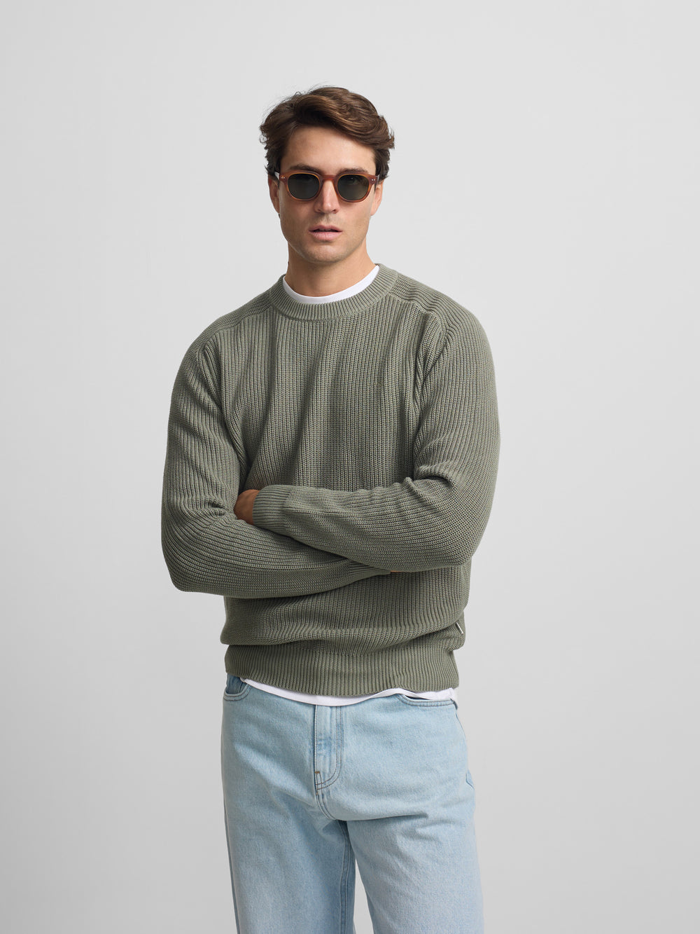 Green-grey structured sweater