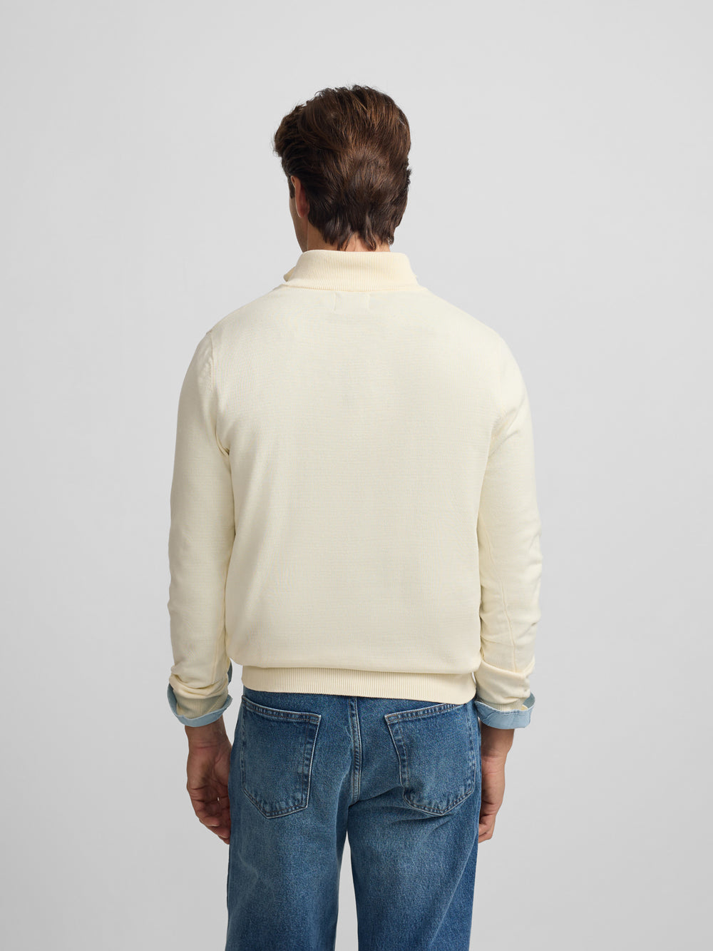 Jersey liso media cremallera crema