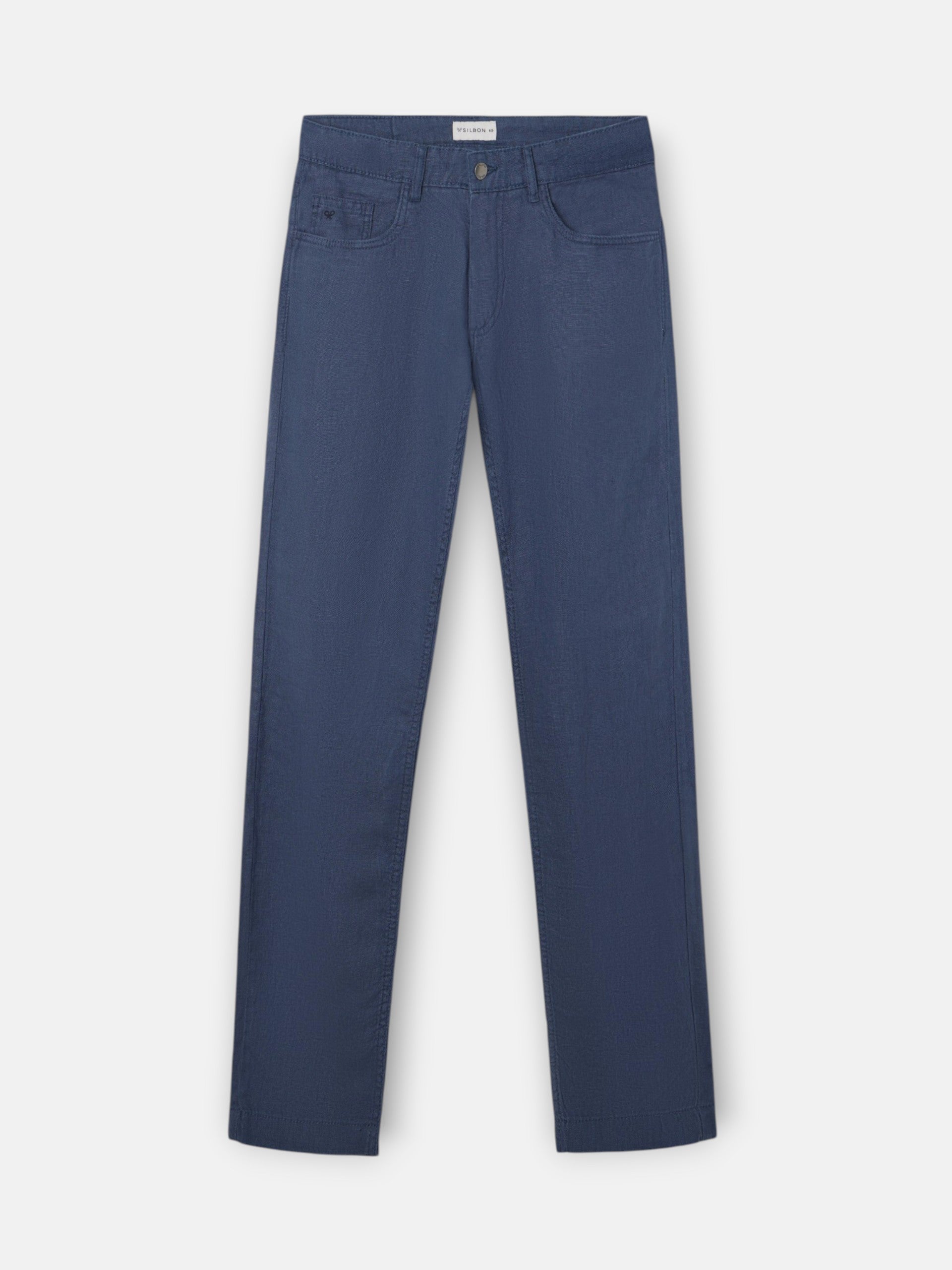 Pantalon sport cinco bolsillos lino azul indigo