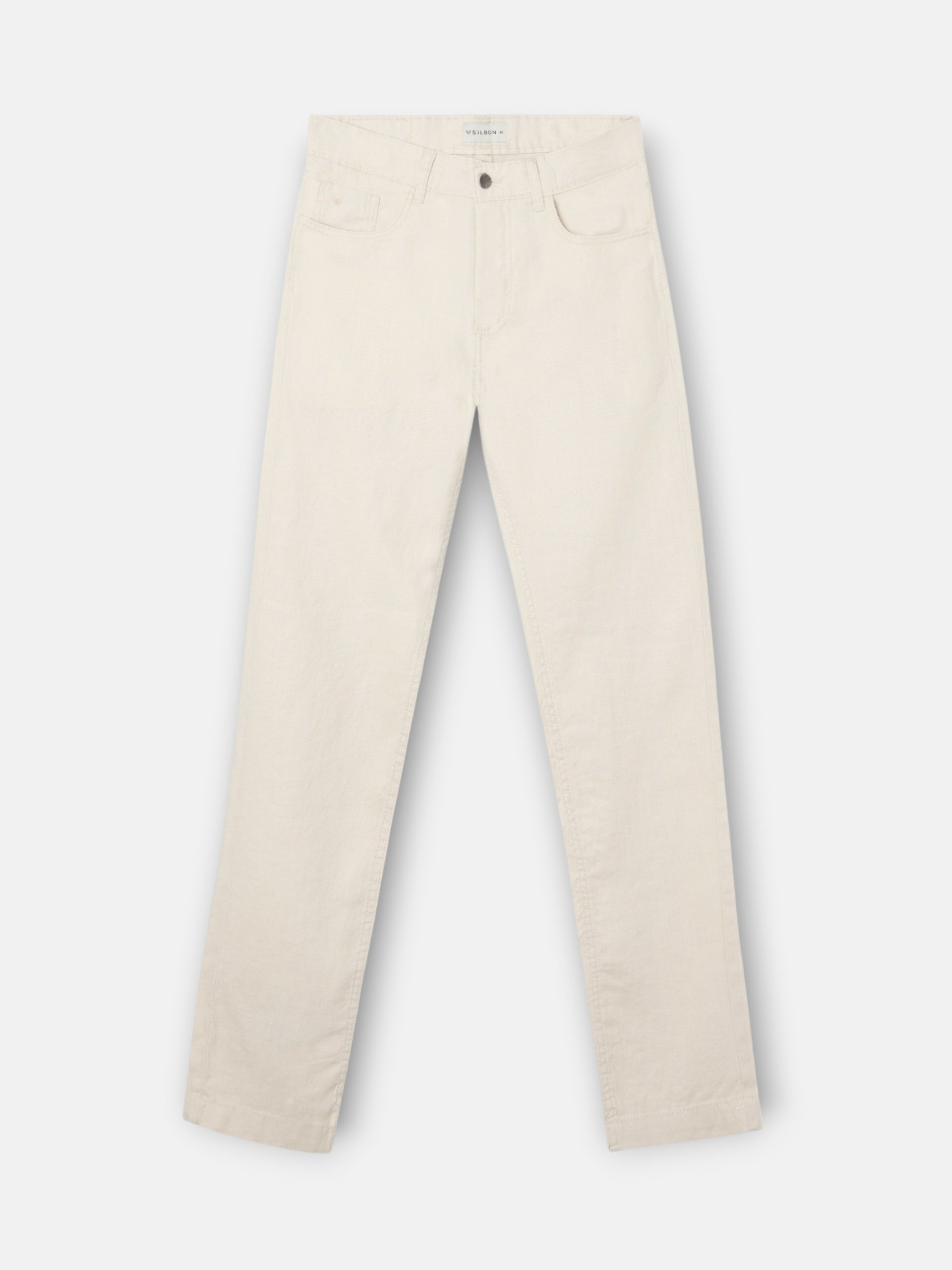Pantalon sport cinco bolsillos lino piedra