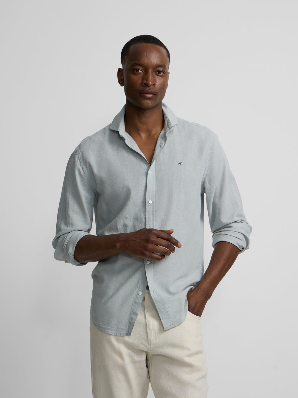 Pantalon sport cinco bolsillos lino piedra