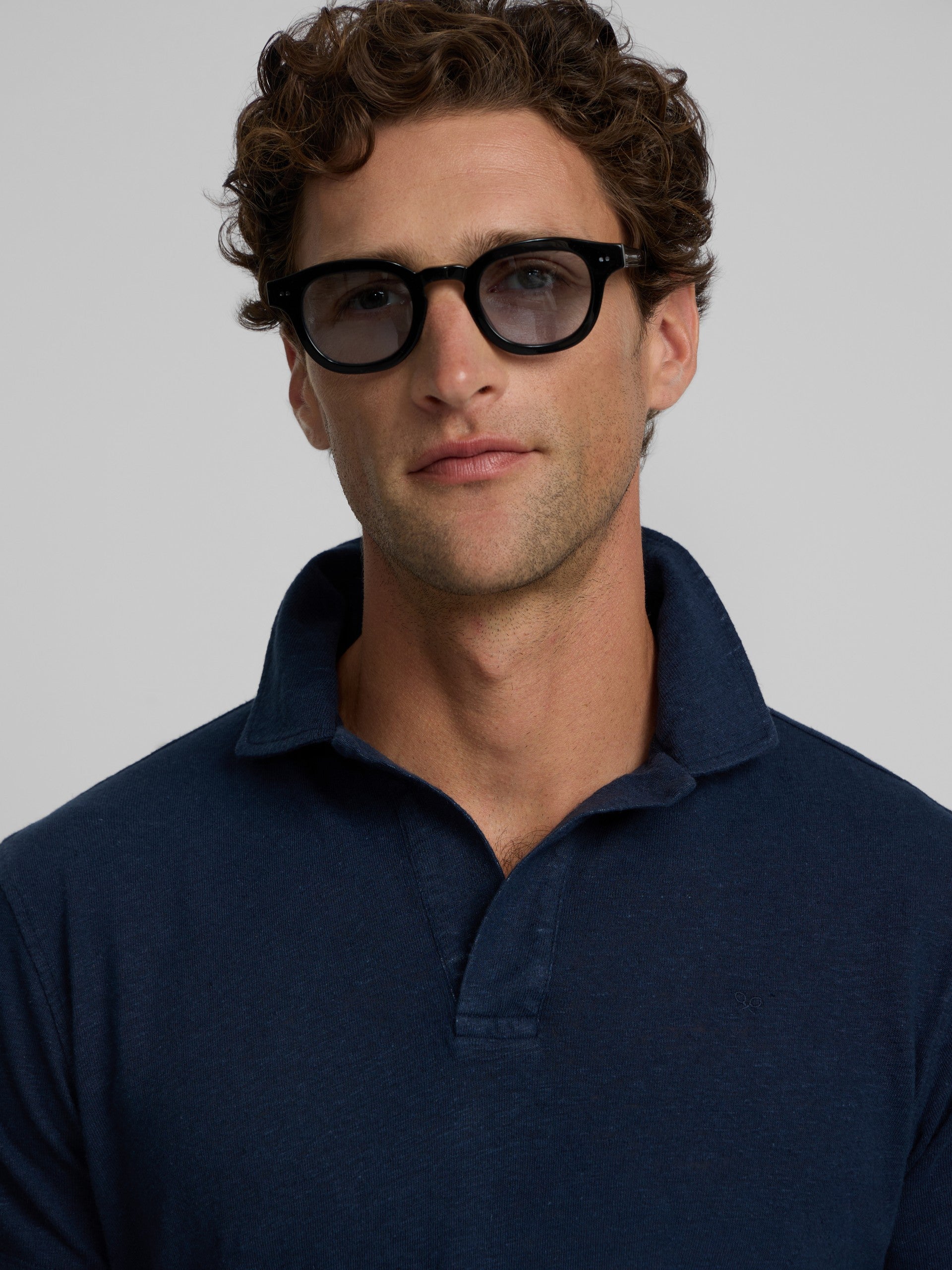 Polo lino azul marino