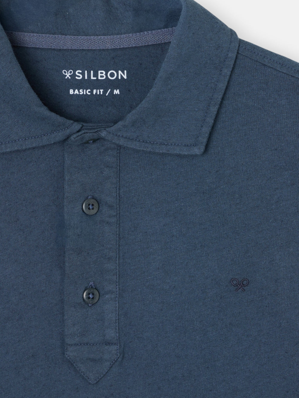 Polo lino tapeta larga azul marino