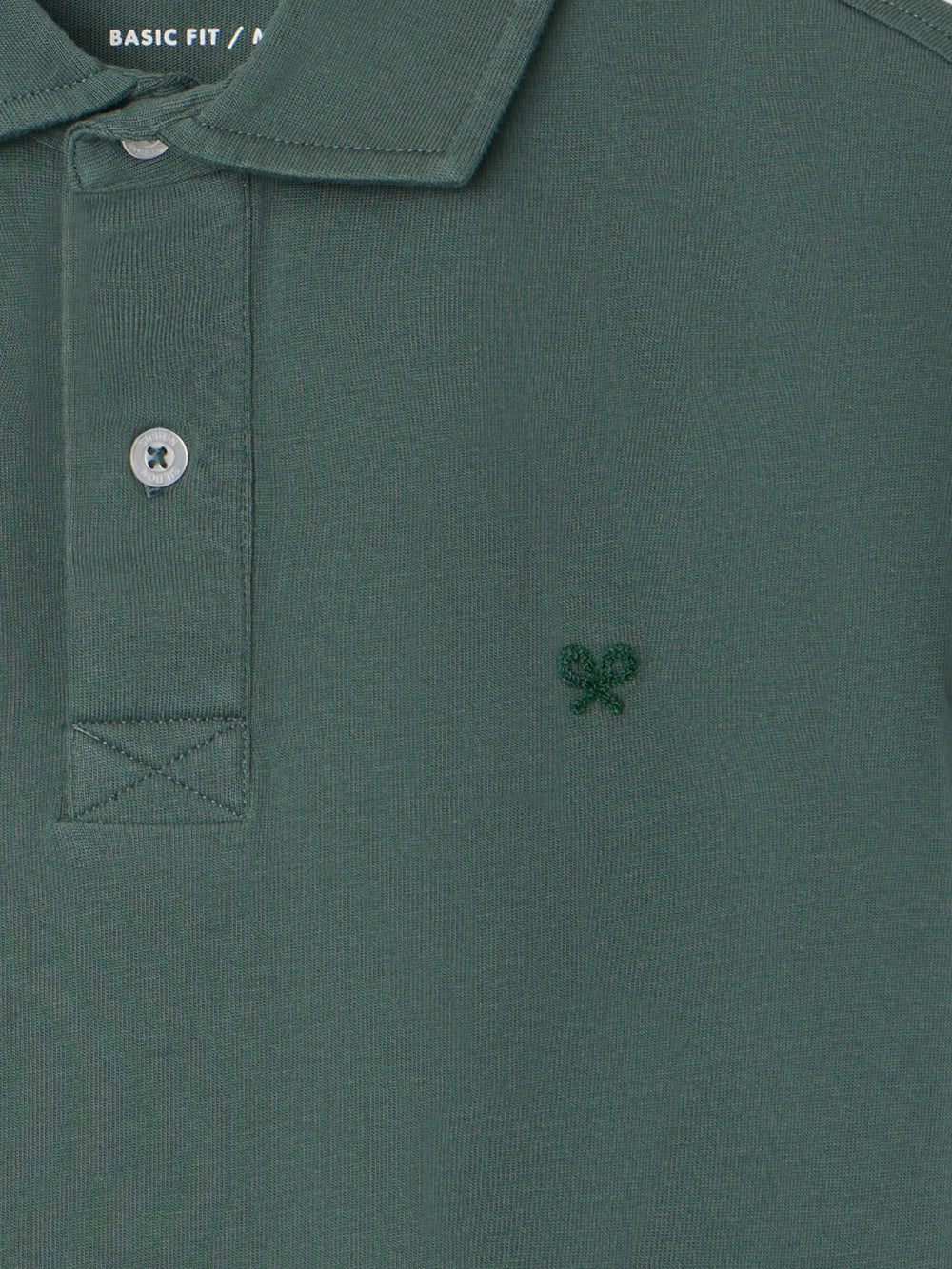 Polo manga corta logo relieve verde
