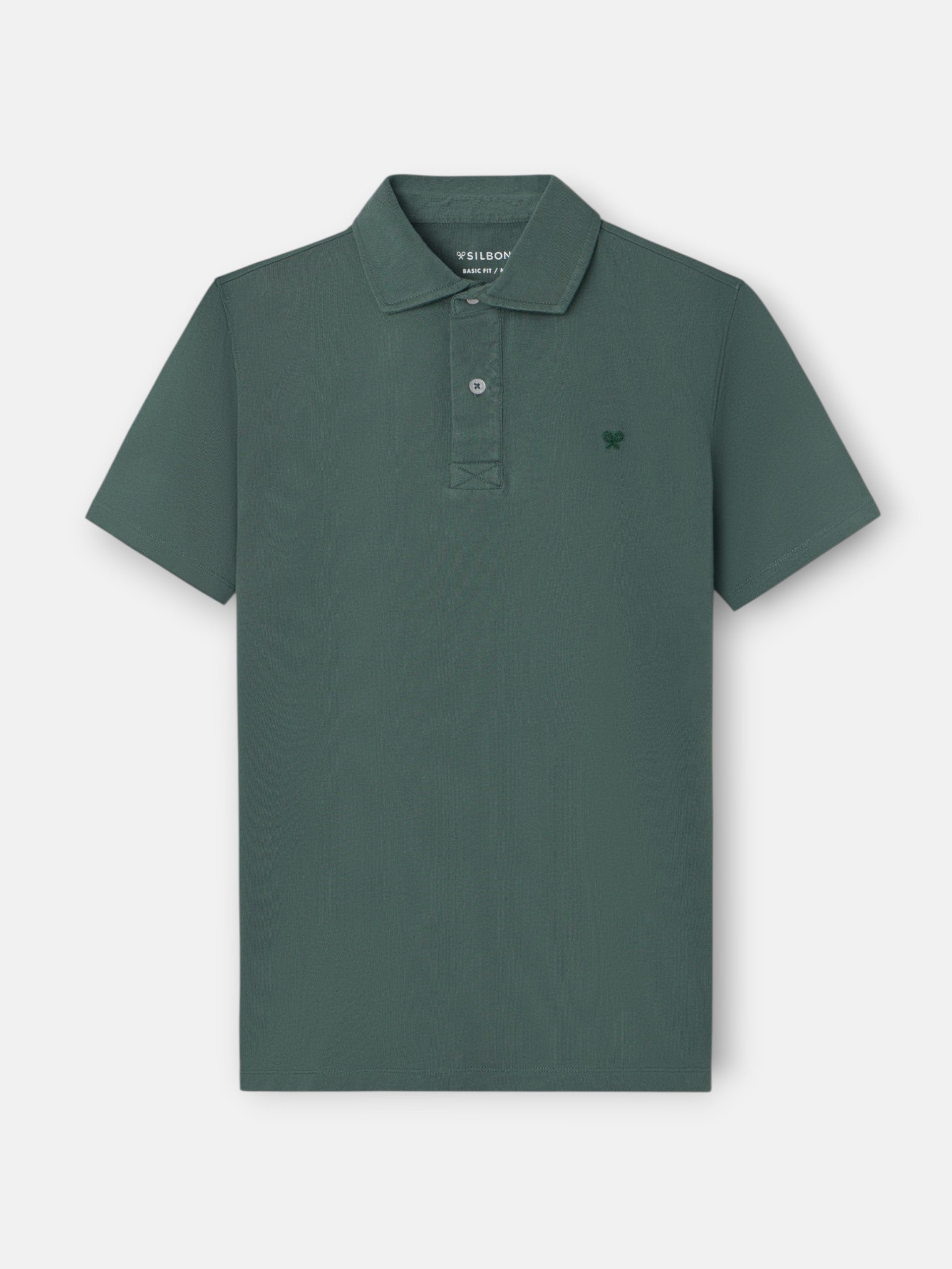 Polo manga corta logo relieve verde