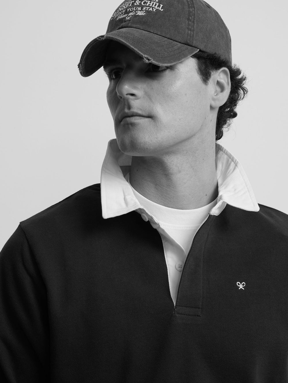 Sudadera cuello polo basica azul marino