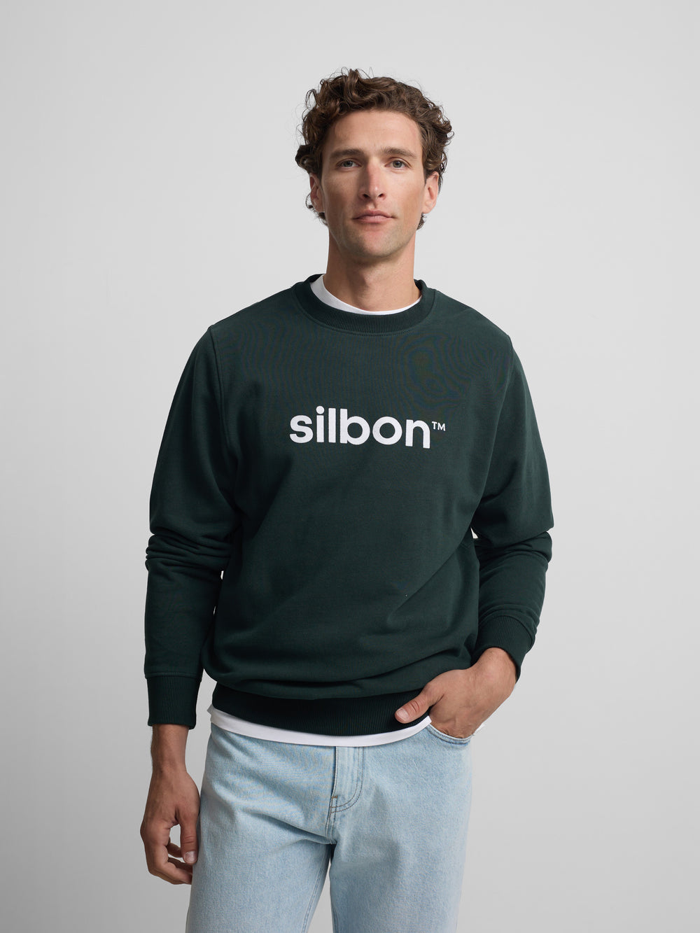 Sudadera Silbon flock verde oscuro