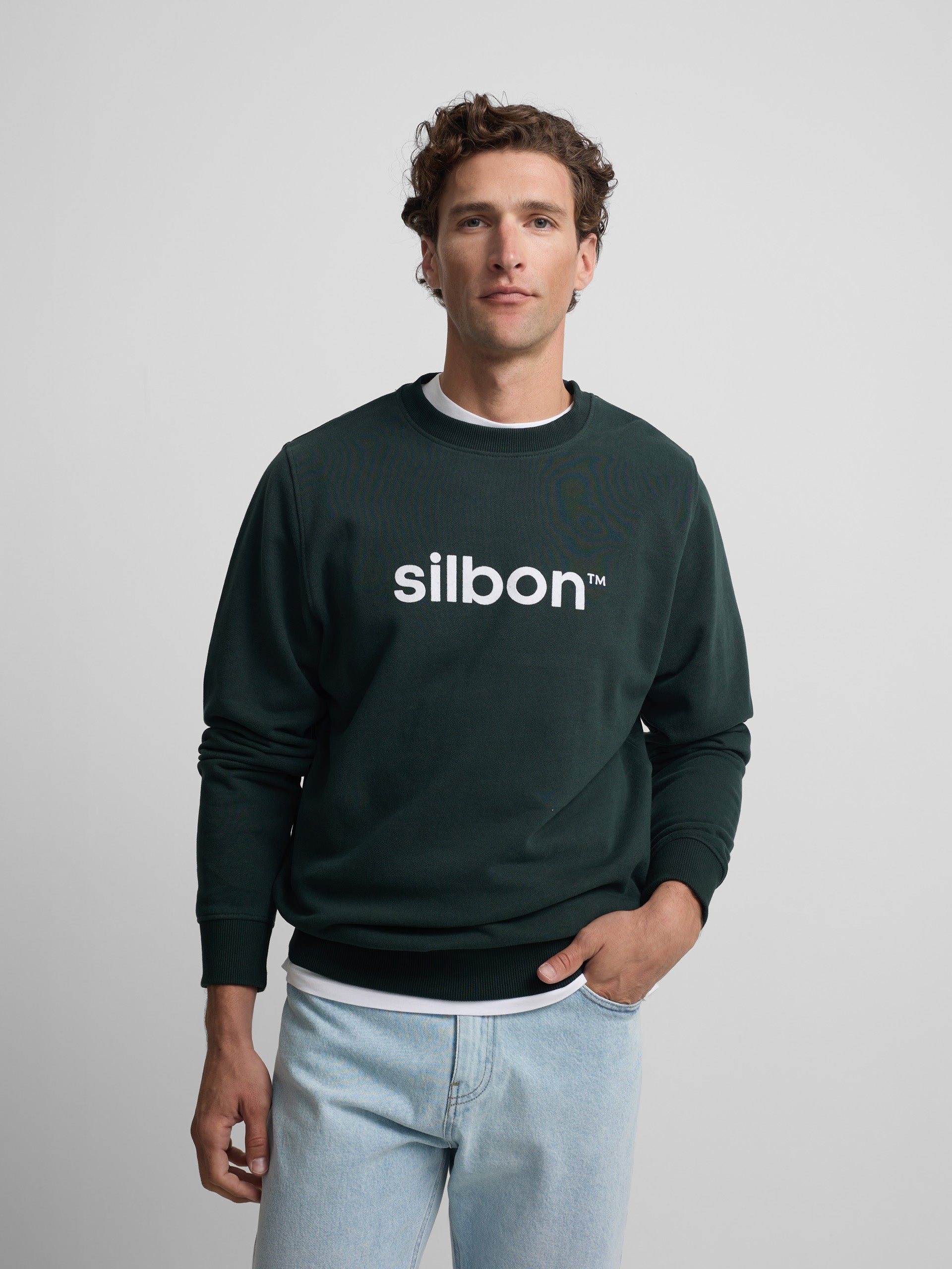 Silbon dark green flock sweatshirt