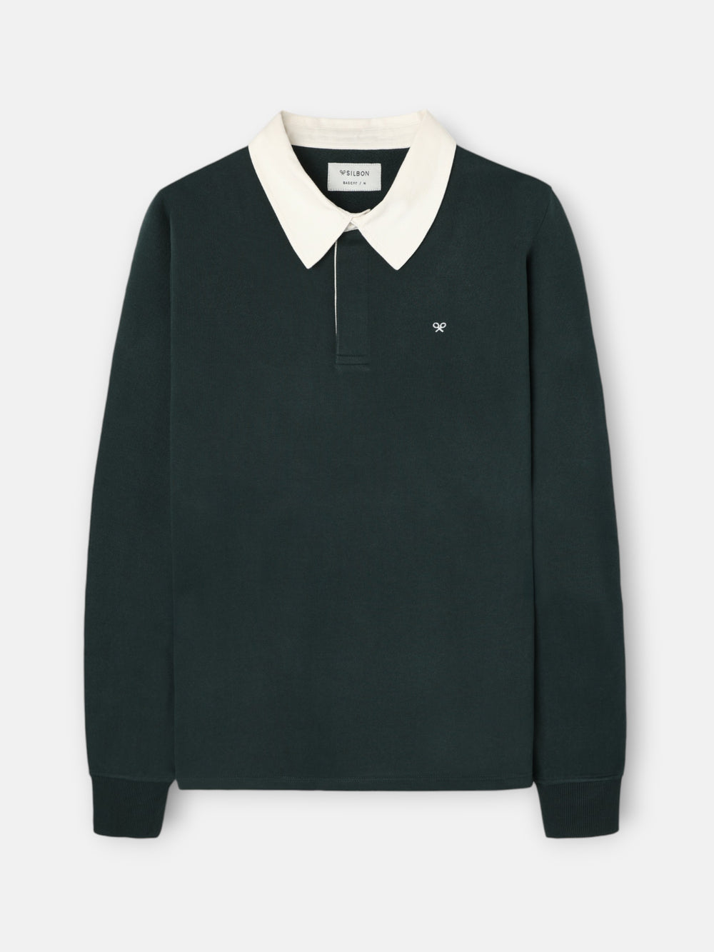Sudadera cuello polo basica verde oscuro