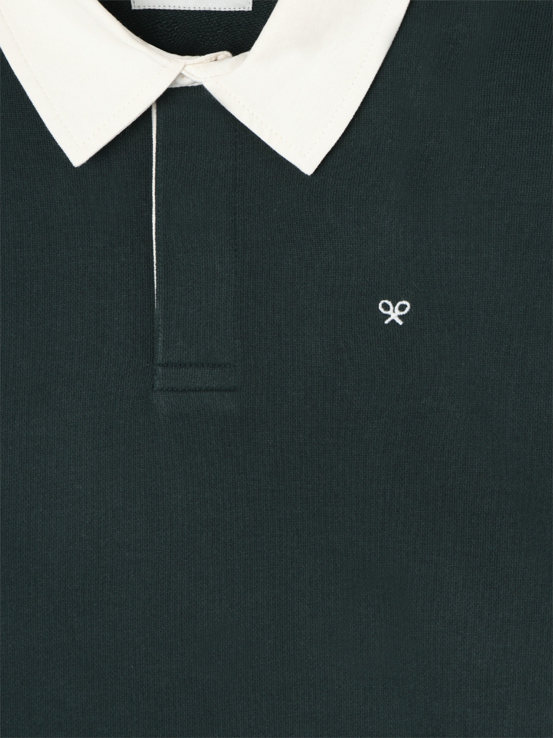 Sudadera cuello polo basica verde oscuro