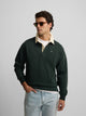 Sudadera cuello polo basica verde oscuro