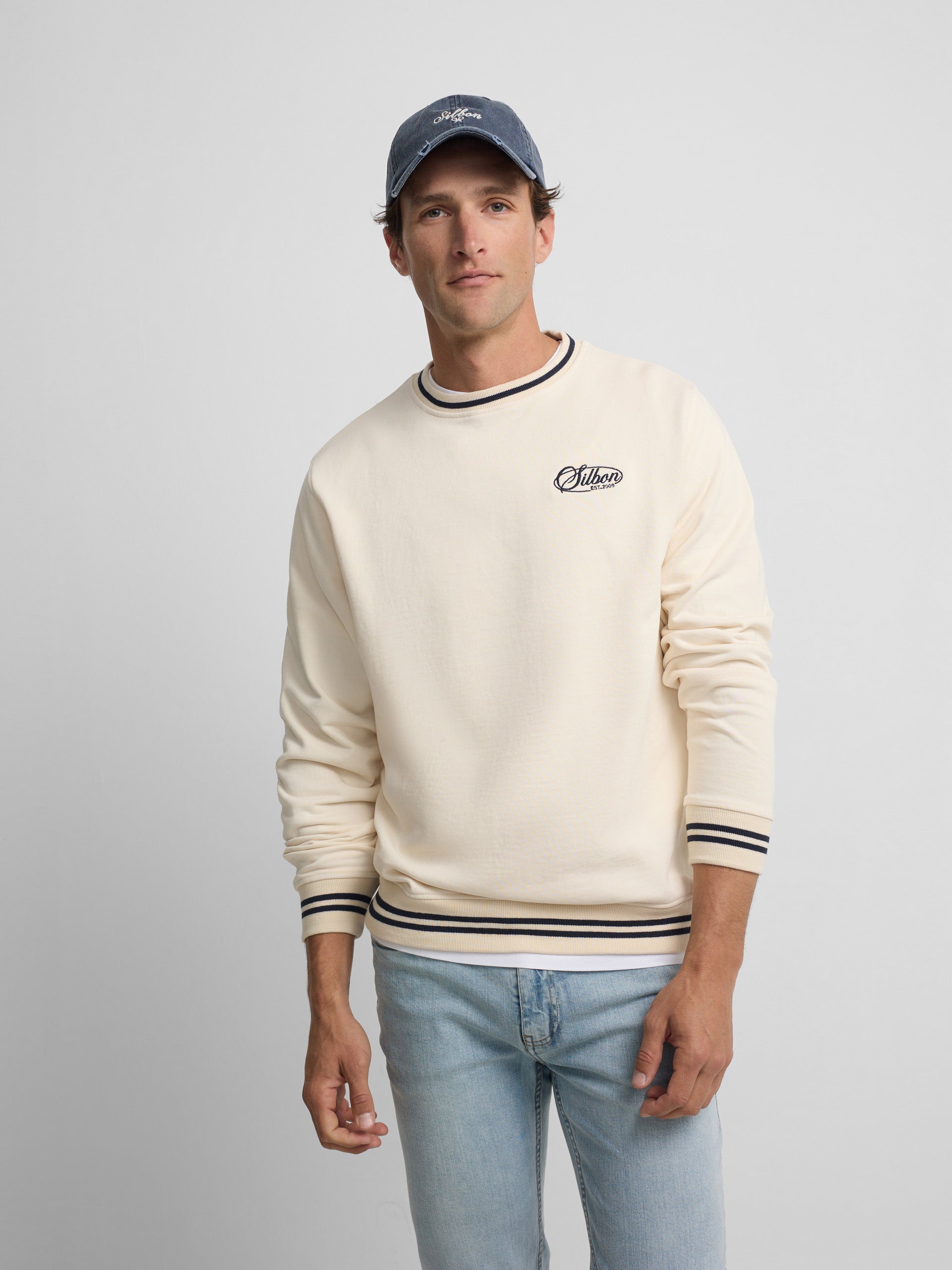 Sweatshirt ribs retro creme