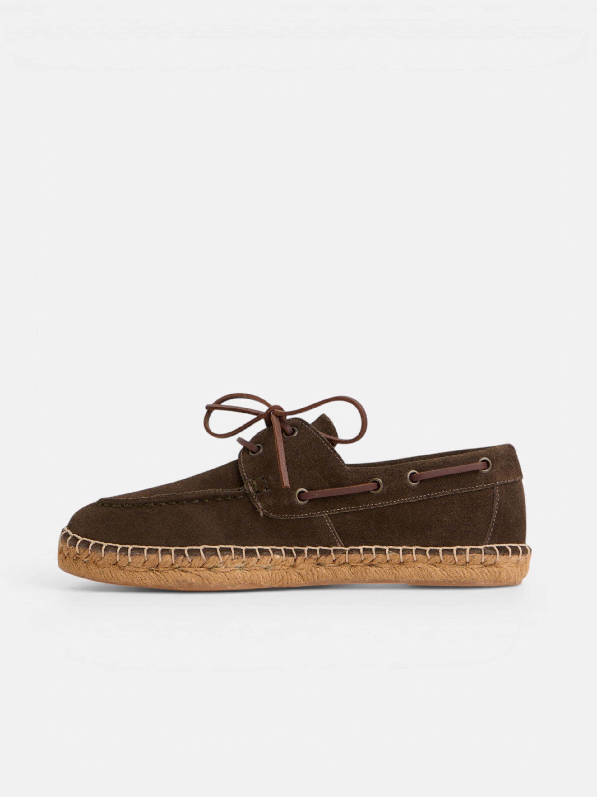 Espadrille couverte nautique en cuir marron