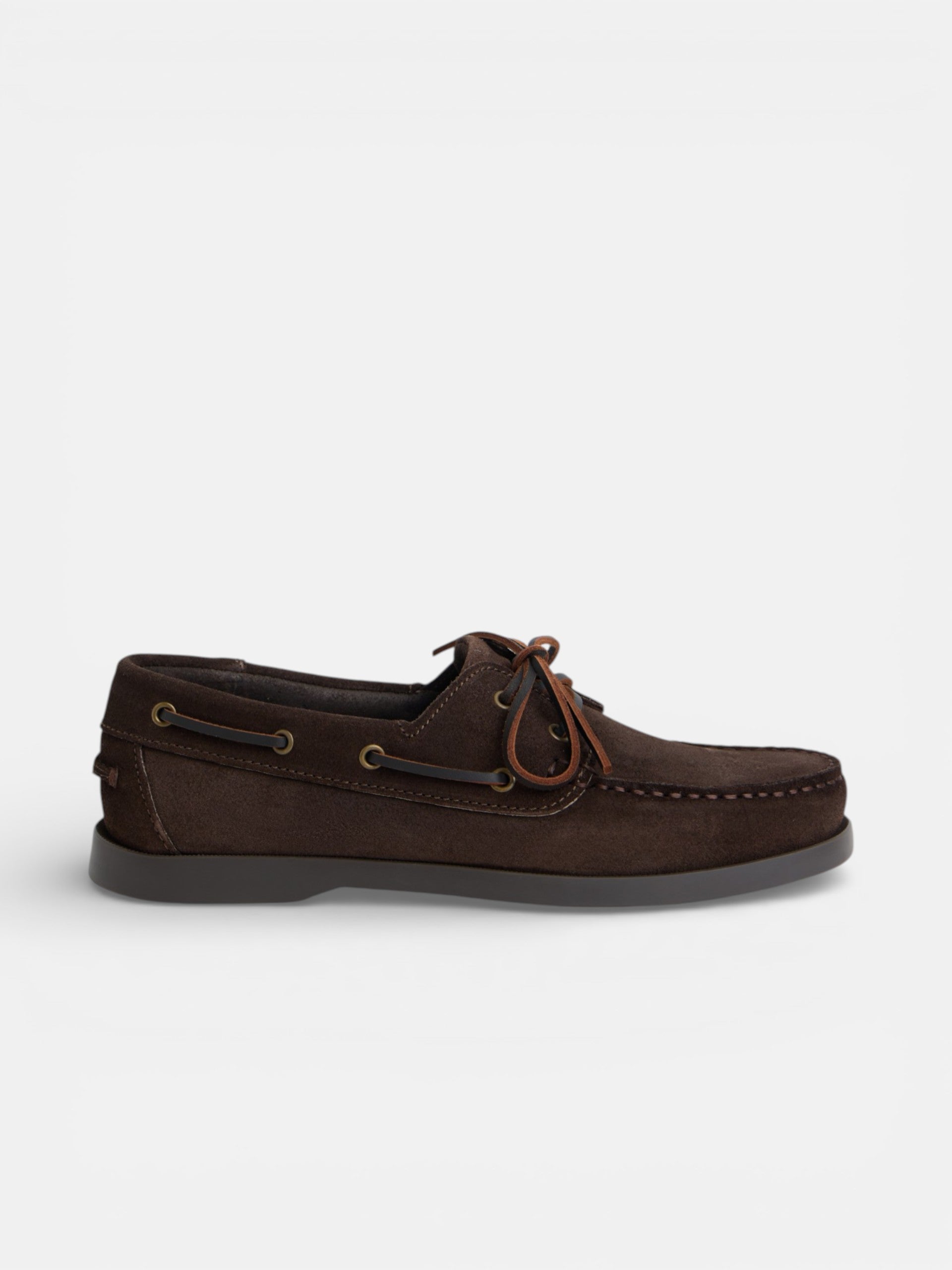 Dark brown suede nautical sport shoe